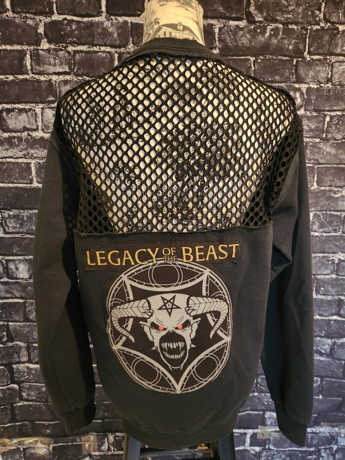 Womens reworked Iron Maiden metal Mesh sweater- size sm/ med