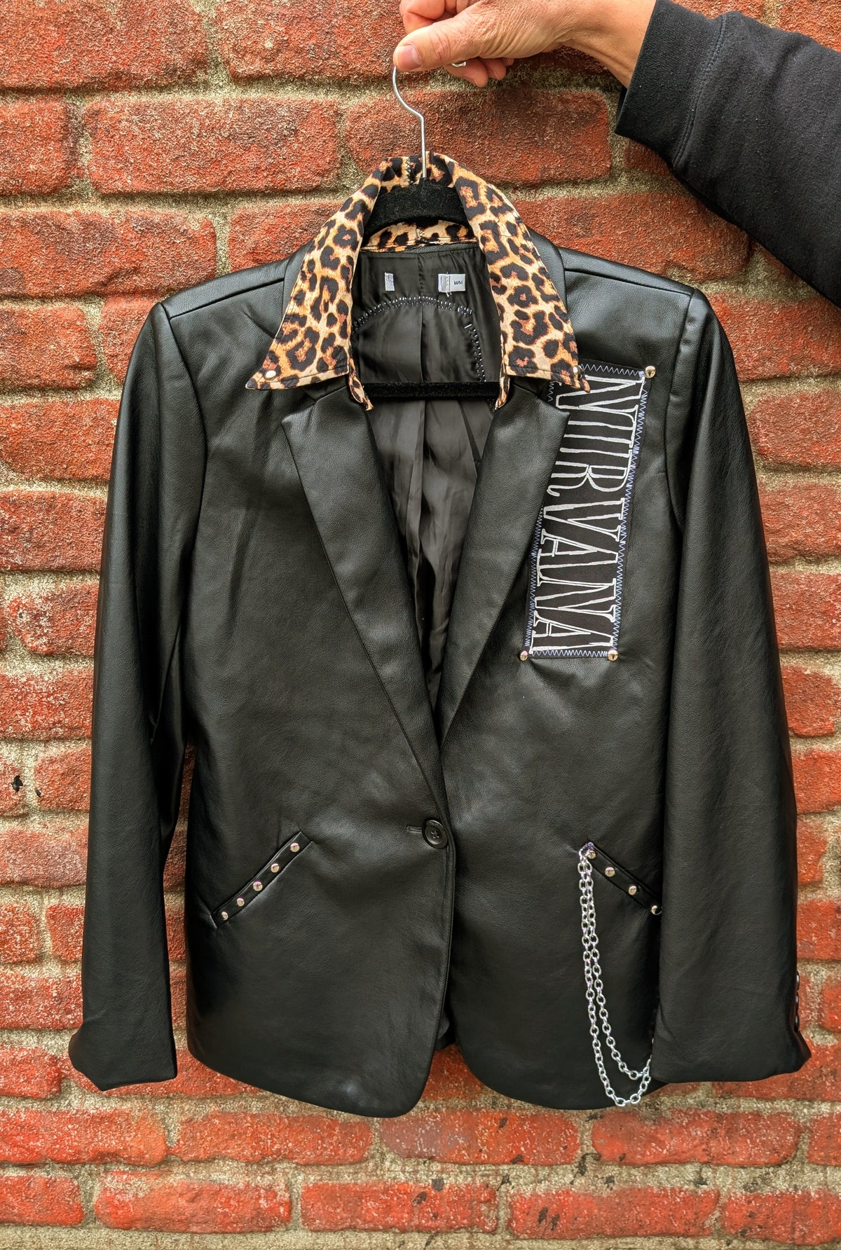 Womens vegan leather Kurt/ Nirvana blazer jacket- MEDIUM
