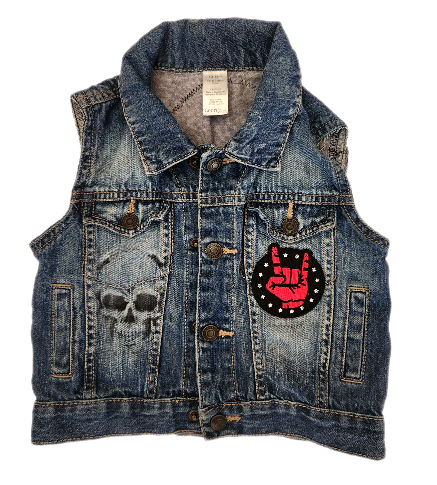 Baby denim ROCK punk denim vest- size 12-18 months