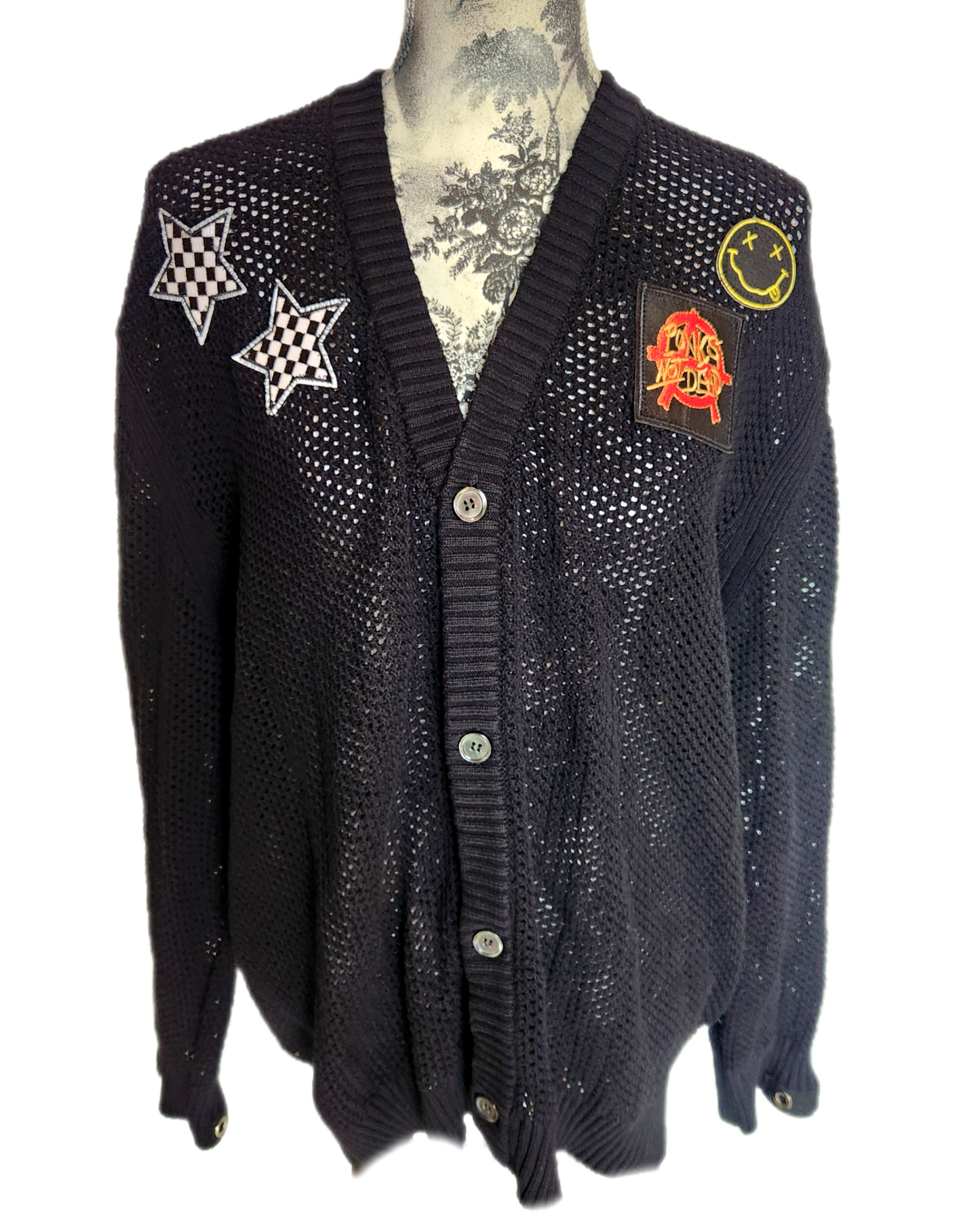 Womens Grunge Rock mesh style cardigan- size XL