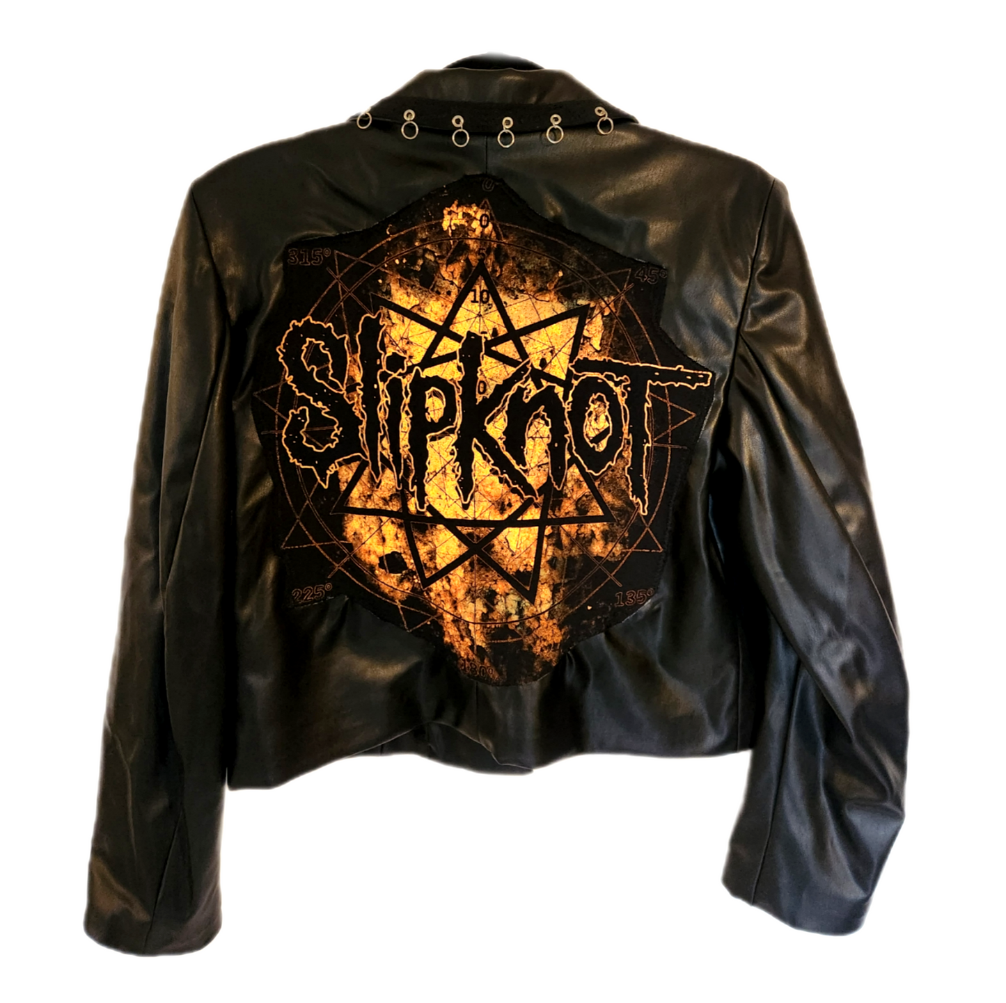 Womens faux leather cropped METAL blazer jacket- size Small