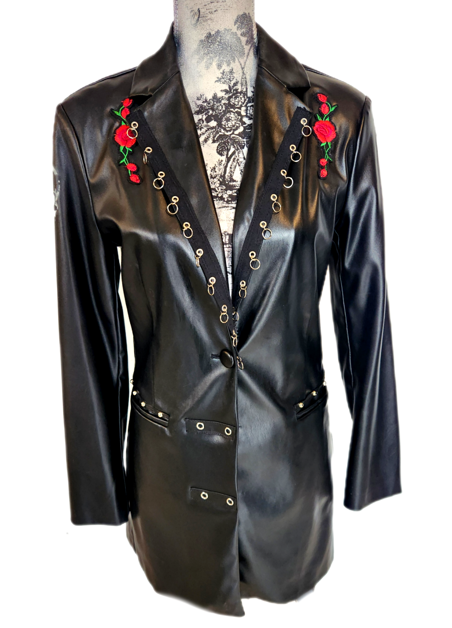 Womens vegan leather Goth Rock blazer jacket- size Small CLEARANCE!