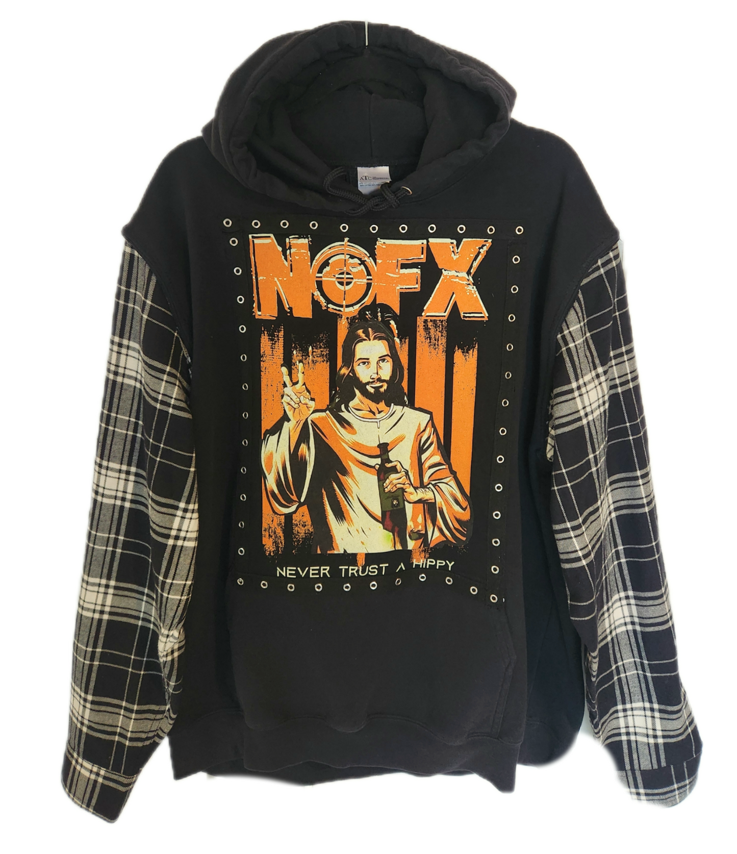 Gender Neutrel Punk rock hoodie with NOFX - Mens Large