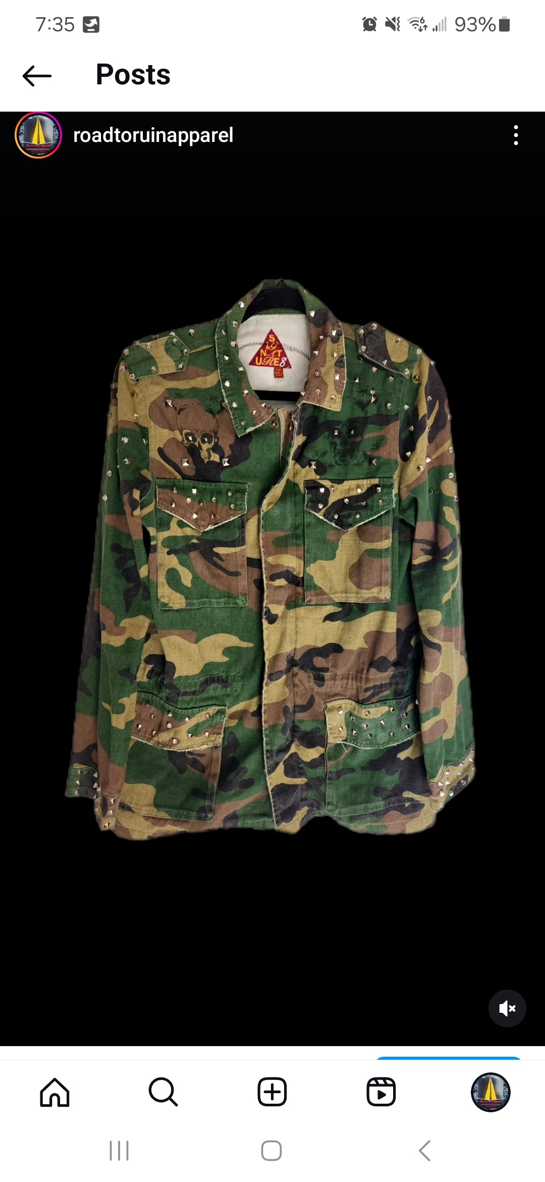 Womens studded PUNK camo jacket- size Large