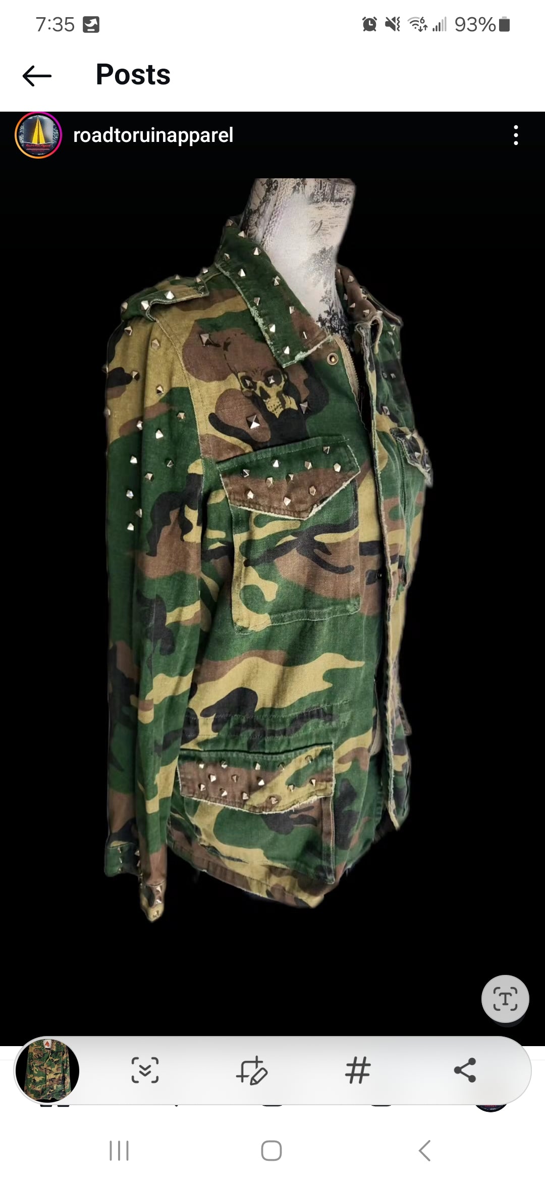 Womens studded PUNK camo jacket- size Large