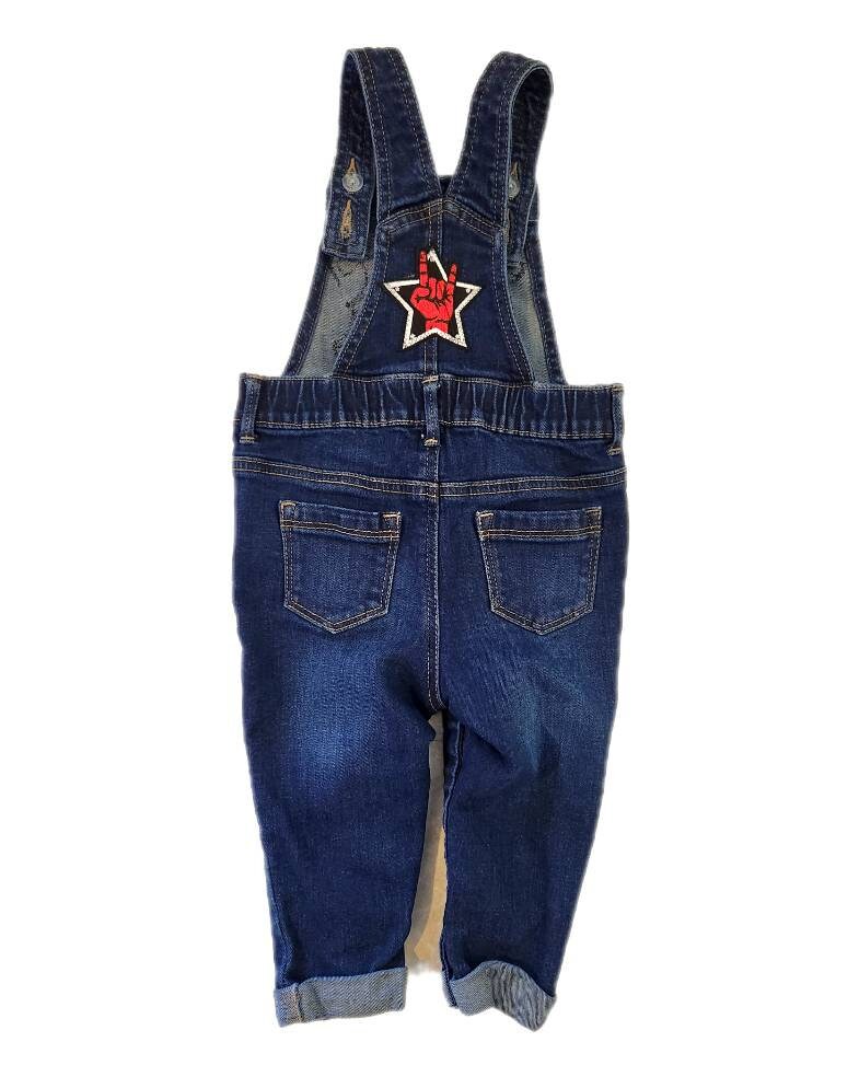 Baby girl denim ROCK overalls- size 18-24 months