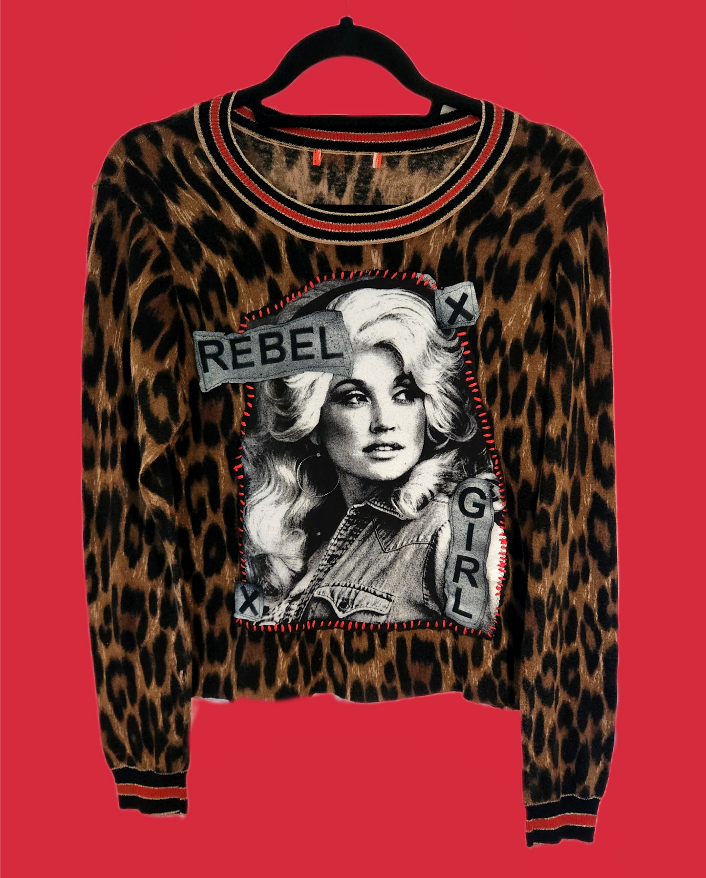 Womens leopard DOLLY Rebel girl sweater- Medium