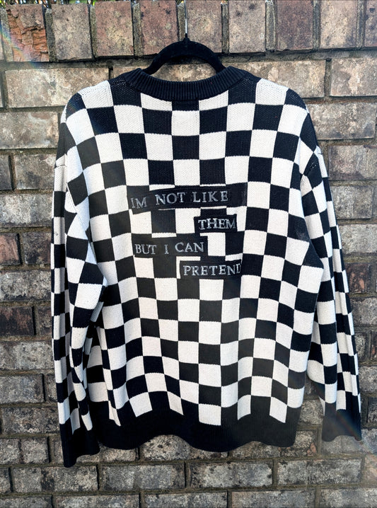 Gender Neutral Nirvana checkered sweater- Men's L/ womens XL