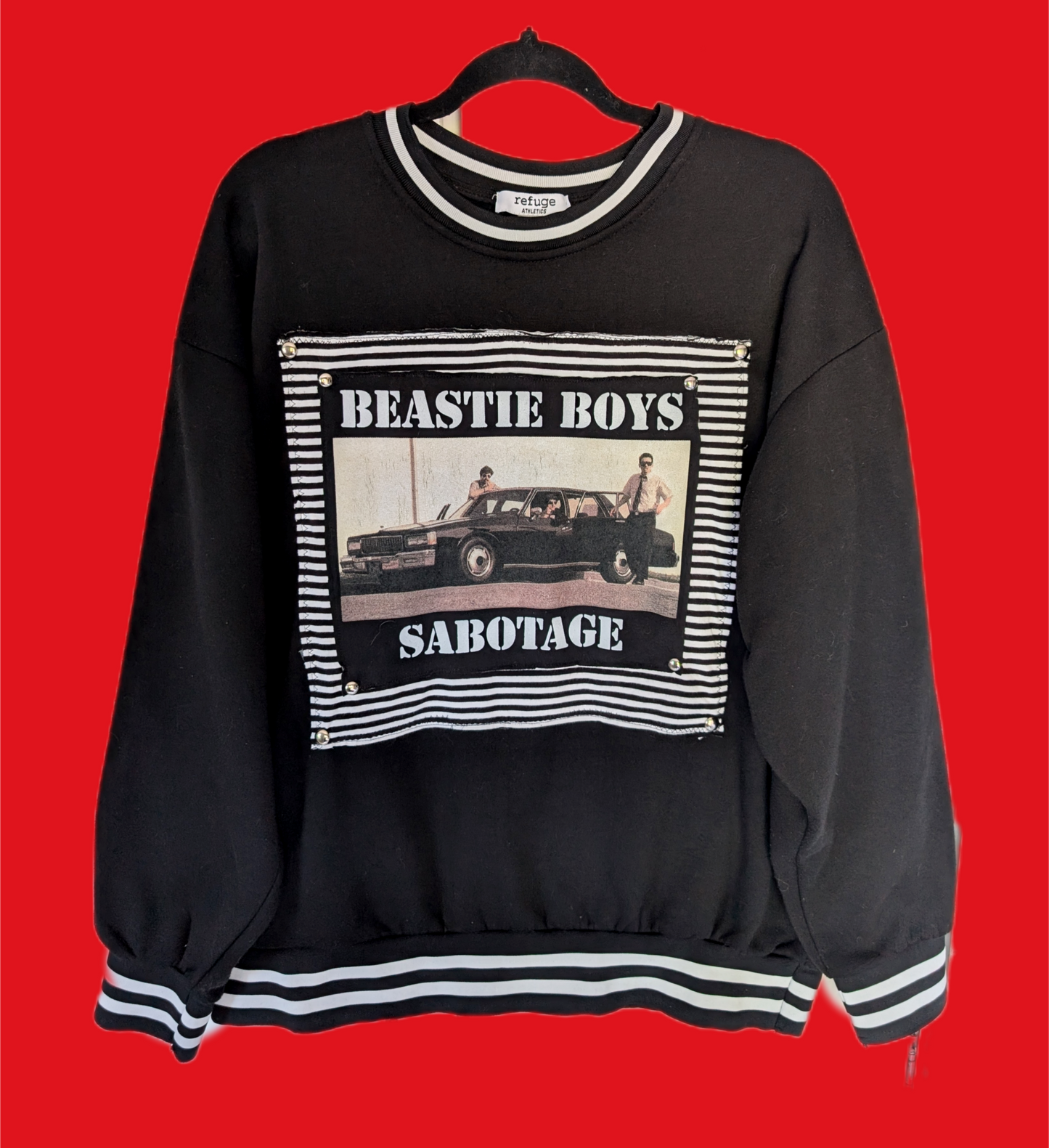 Reworked/ Upcycled Beastie Boys Sabotage sweatshirt - gender neutral Men's M/ womens L/XL