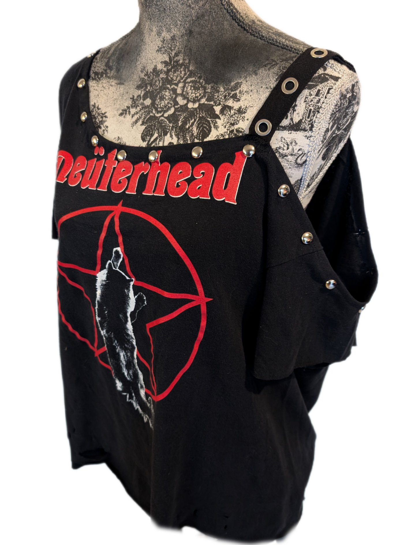 Reworked Graphic rock " Neuterhead" tee- womens XXL