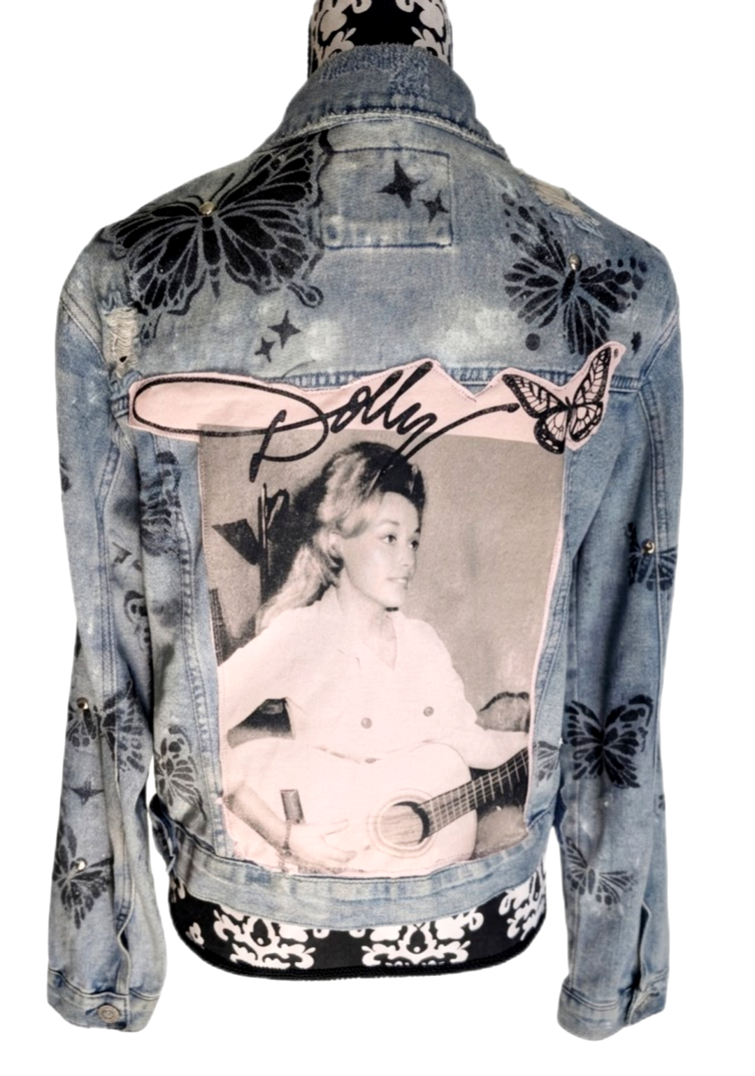 Womens Dolly Denim jacket with butterflies - size M/ L fit