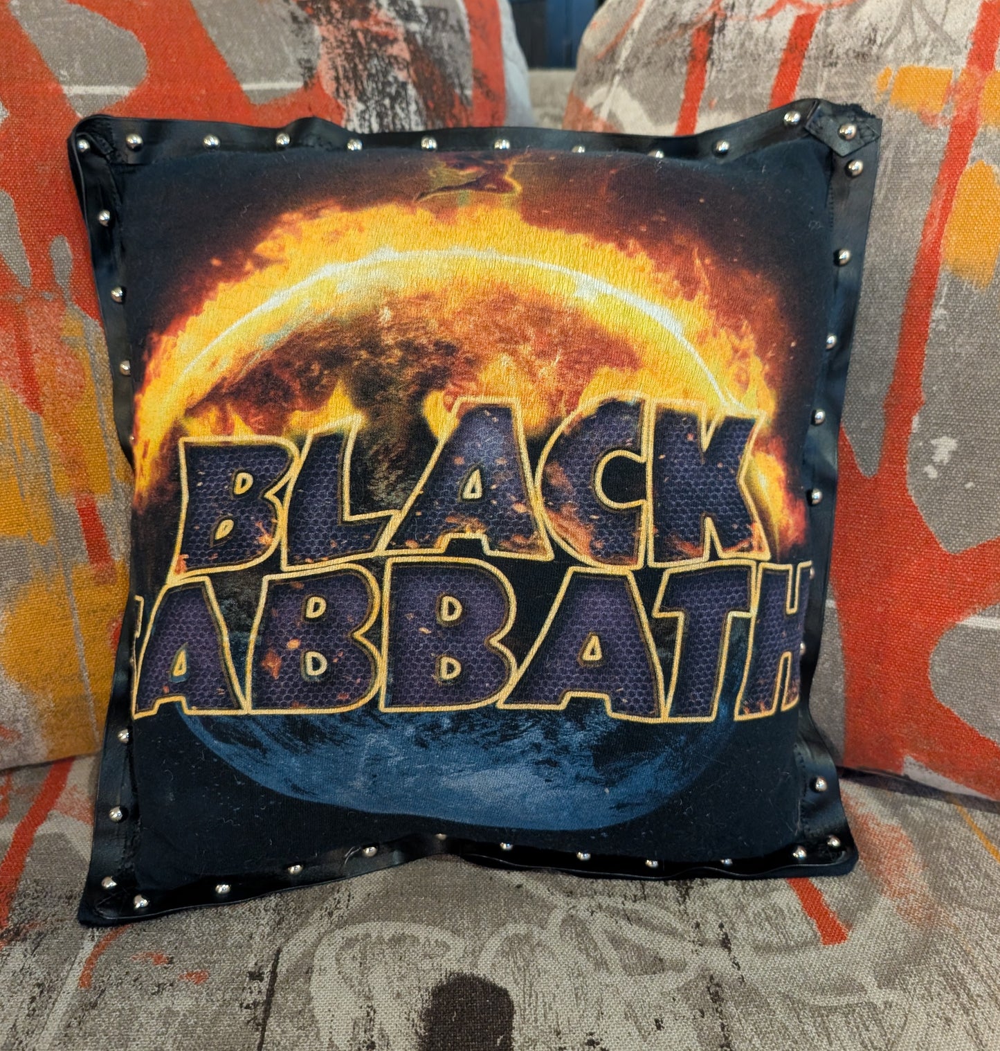 Womens Genuine leather Black Sabbath jacket- size Large/ WITH Free Sabbath throw pillow
