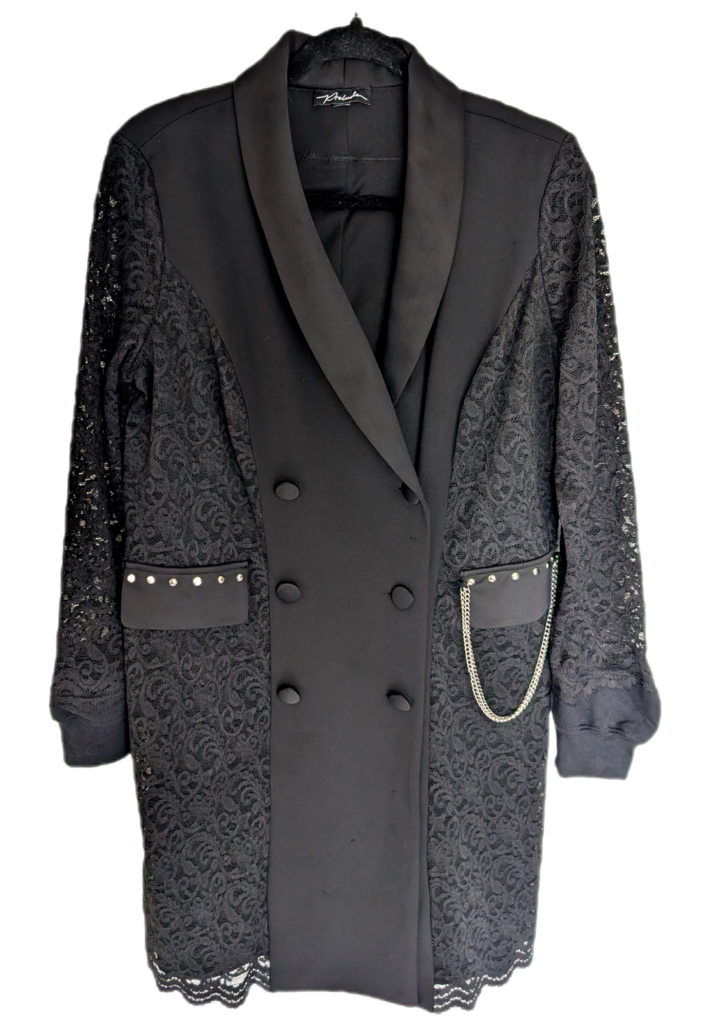 Womens long Black and lace blazer jacket with Nirvana- size M/ L