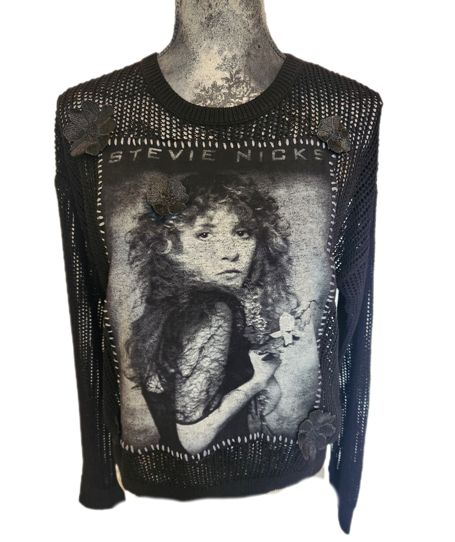 Womens reworked Stevie Nicks sweater- size Medium