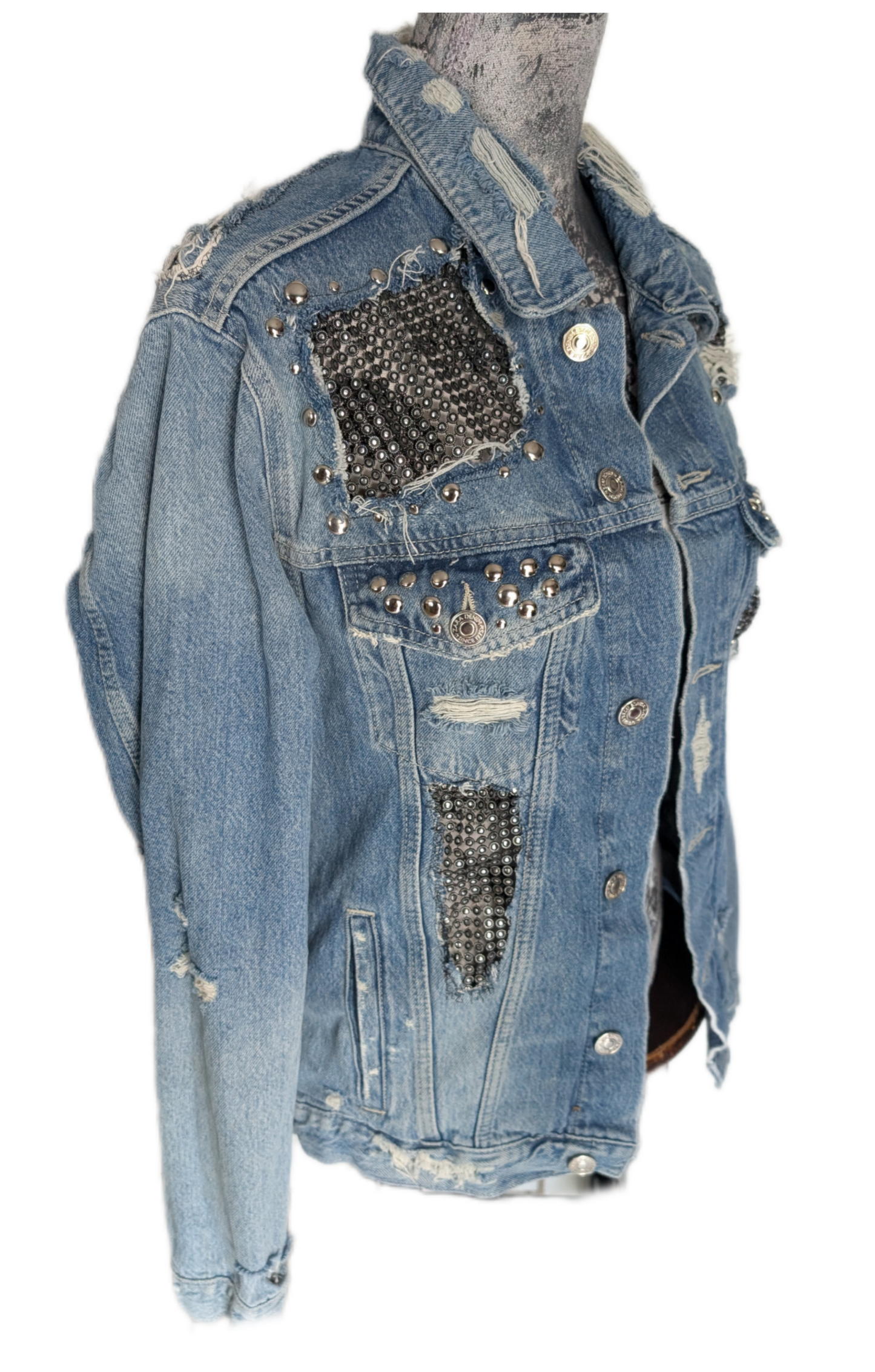Womens Ramones Distressed reworked jacket- size Large