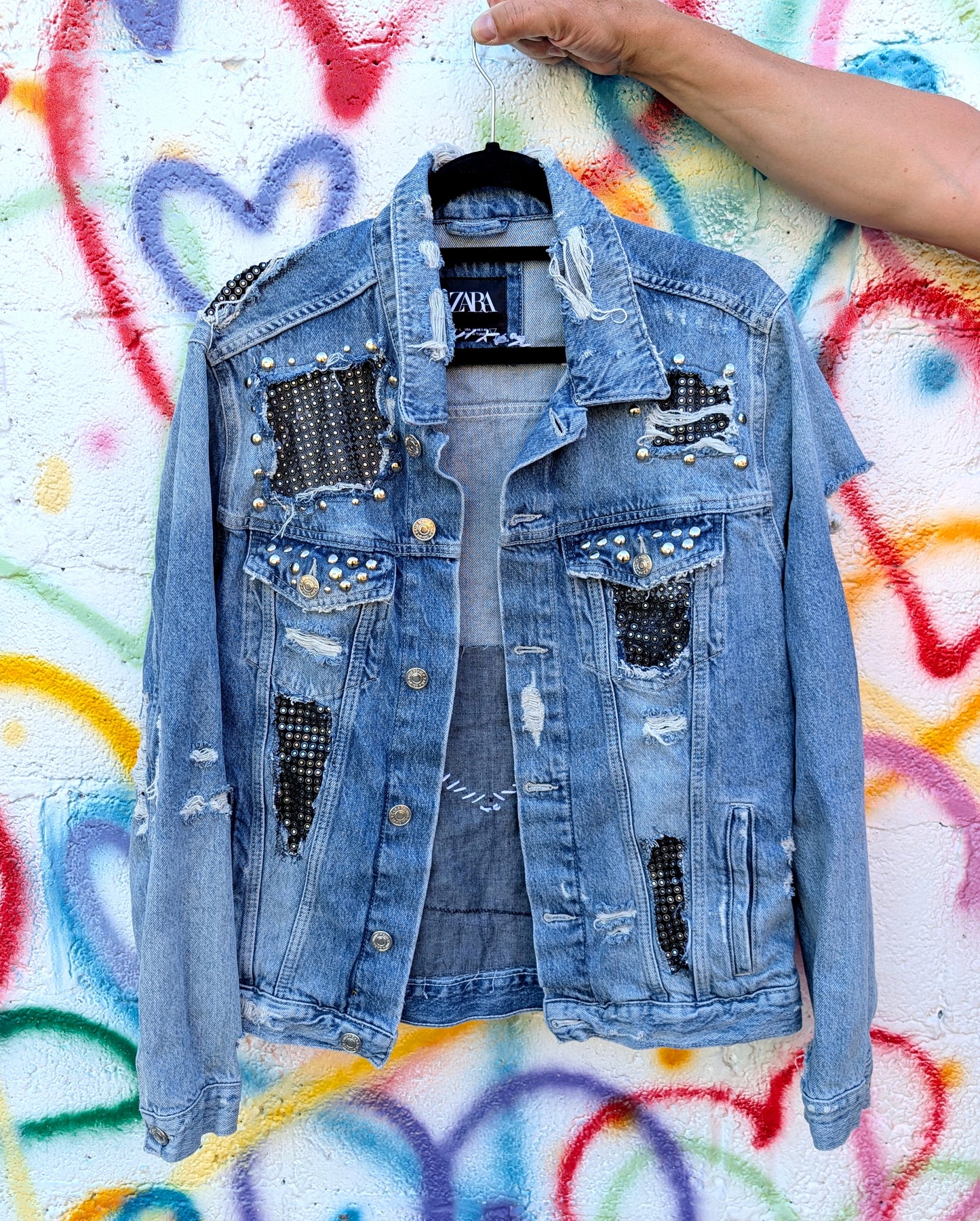 Womens Ramones Distressed reworked jacket- size Large