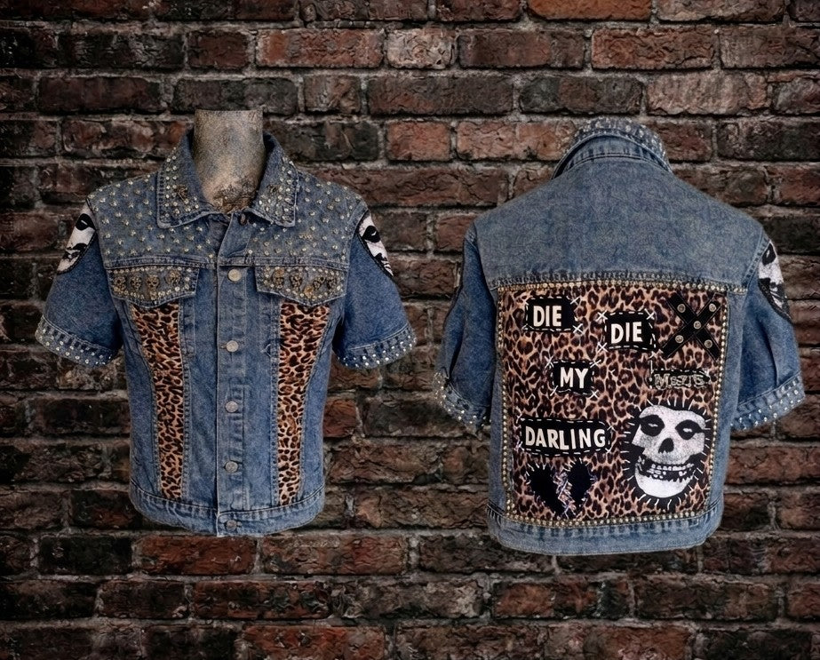 Die Die My Darling cropped Misfits punk denim jacket- womens XL