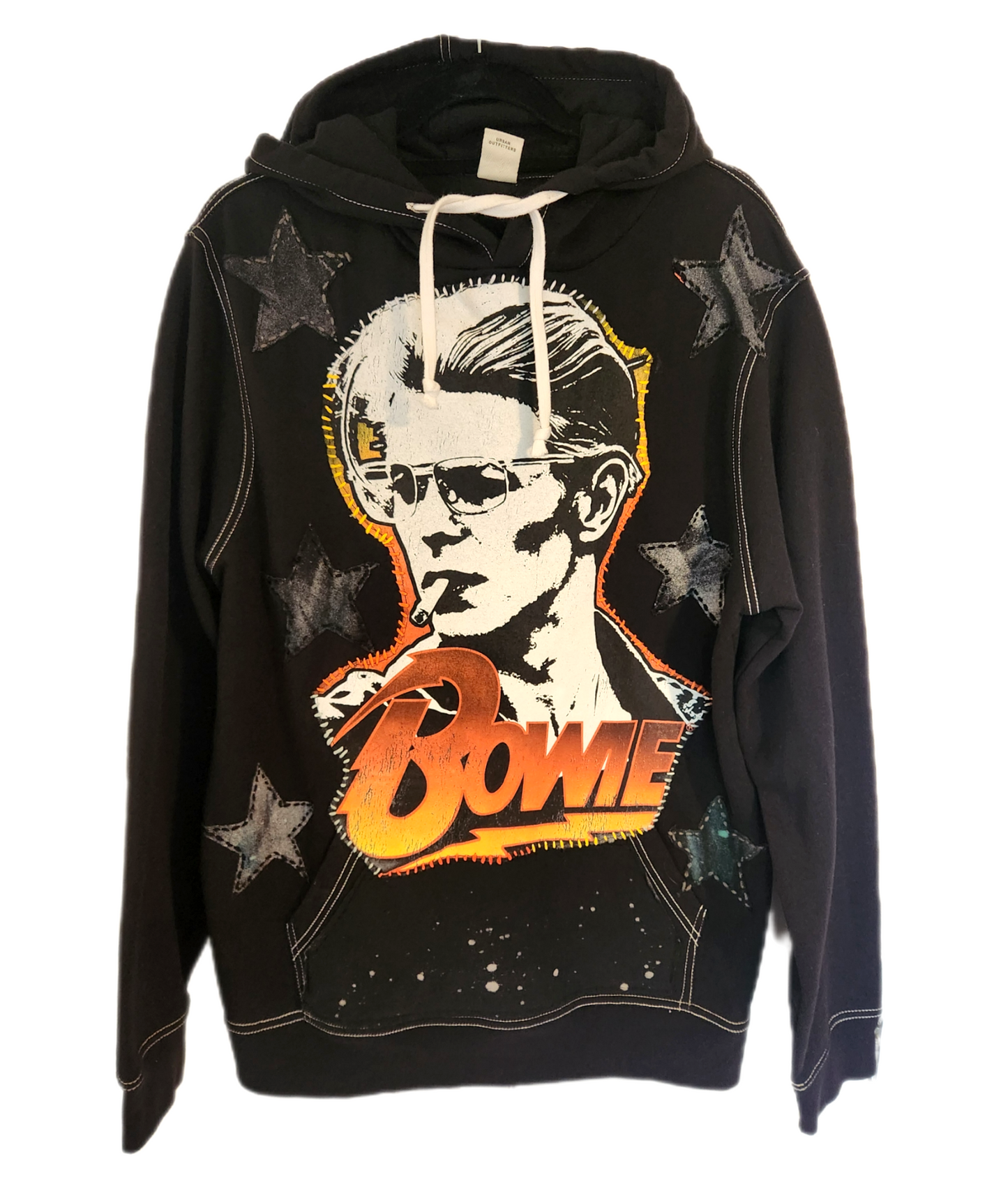 Reworked David Bowie Hoodie- gender neutrel Mens Med/ womens L