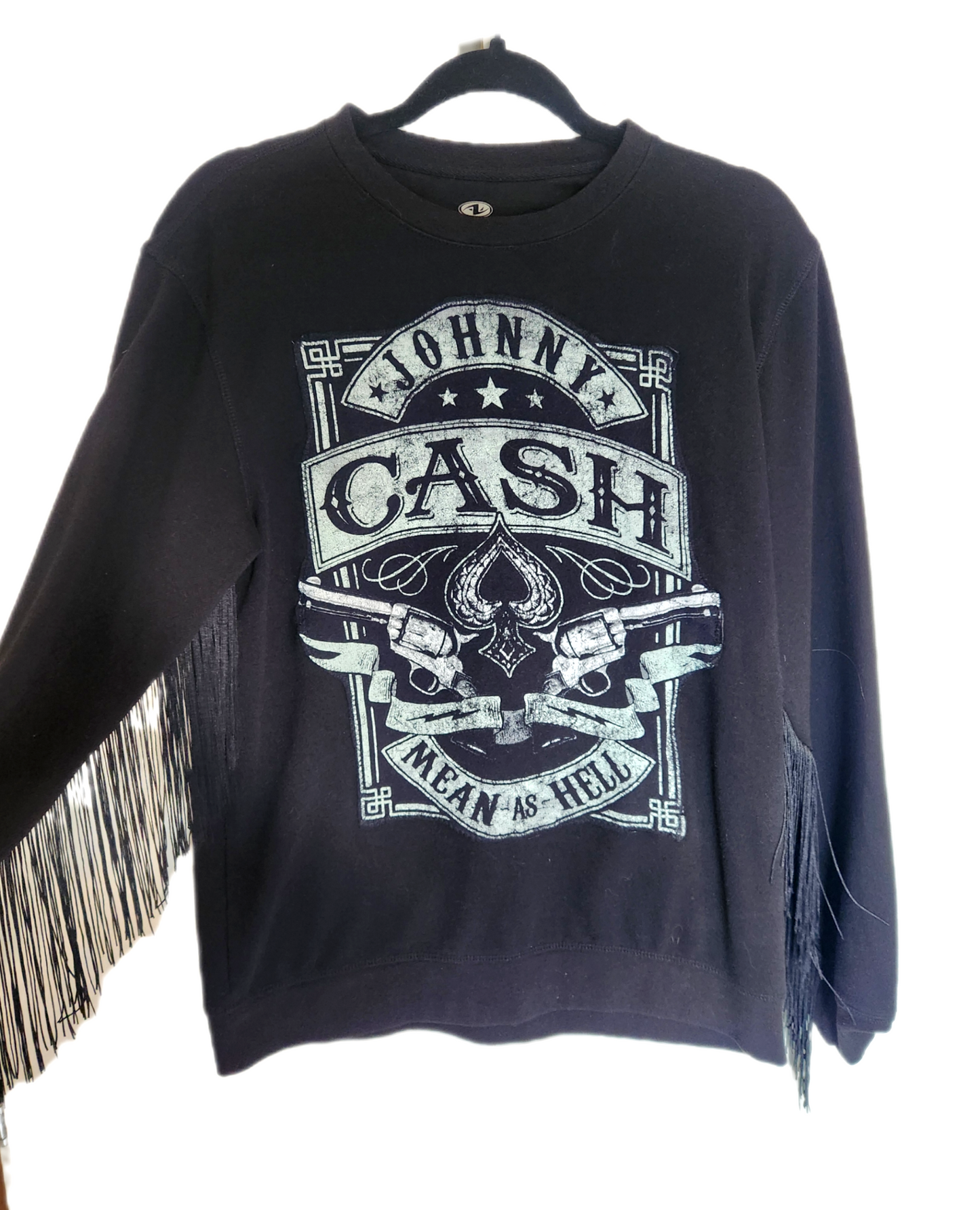 Womens upcycled sweatshirt with Johnny Cash- womens Small CLEARANCE!
