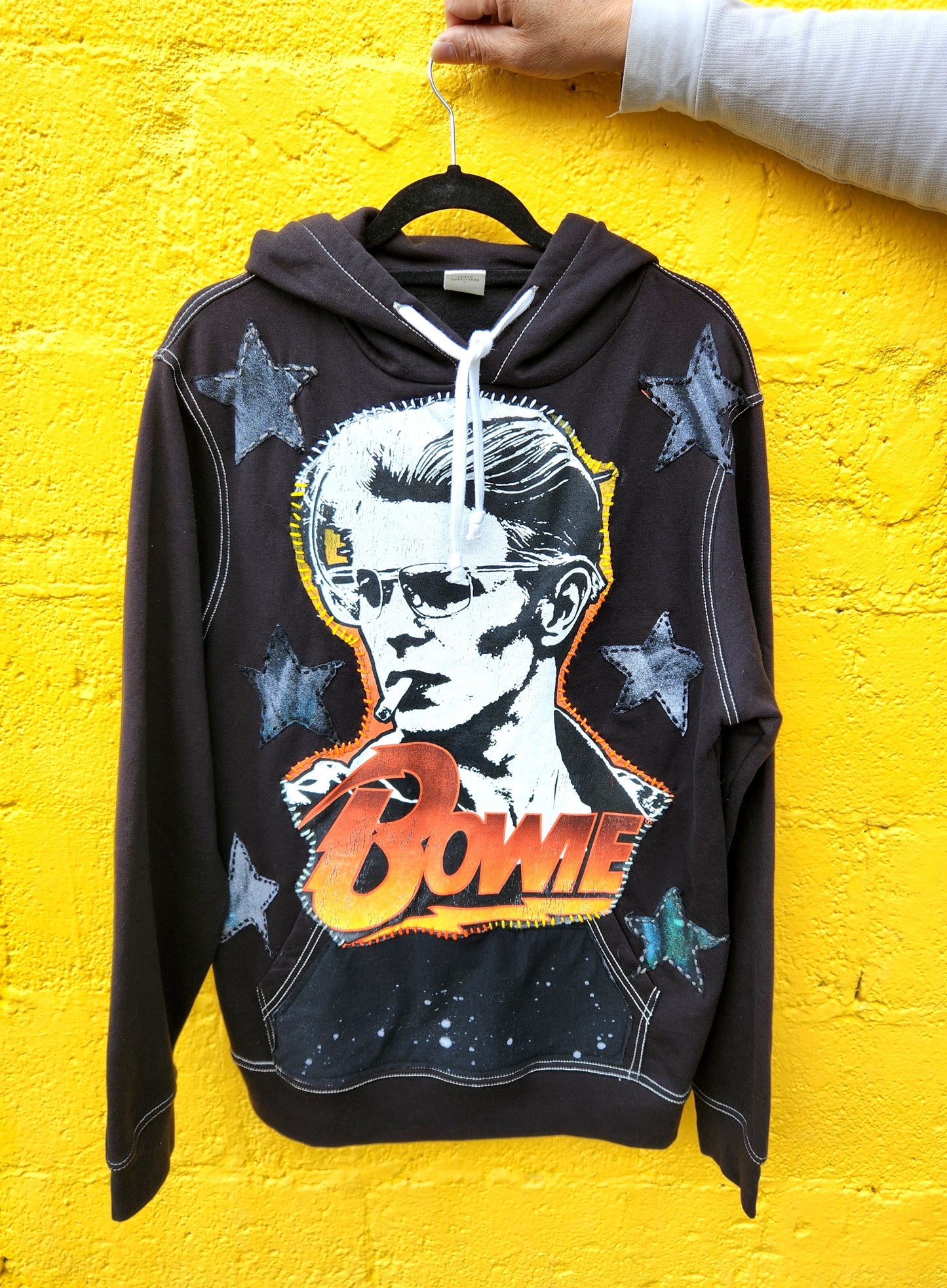 Reworked David Bowie Hoodie- gender neutrel Mens Med/ womens L