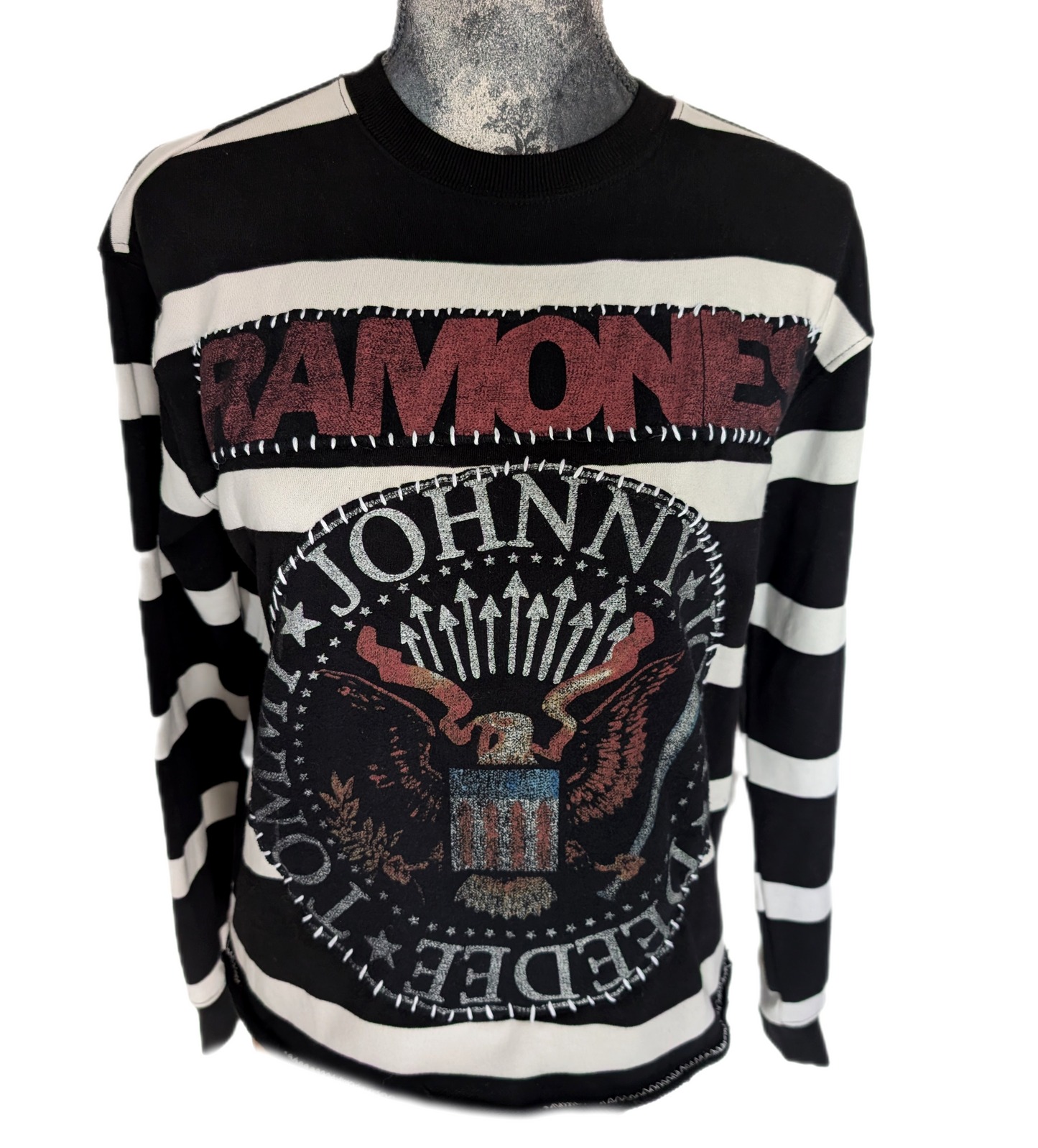 Womens striped Ramones sweatshirt size MEDIUM