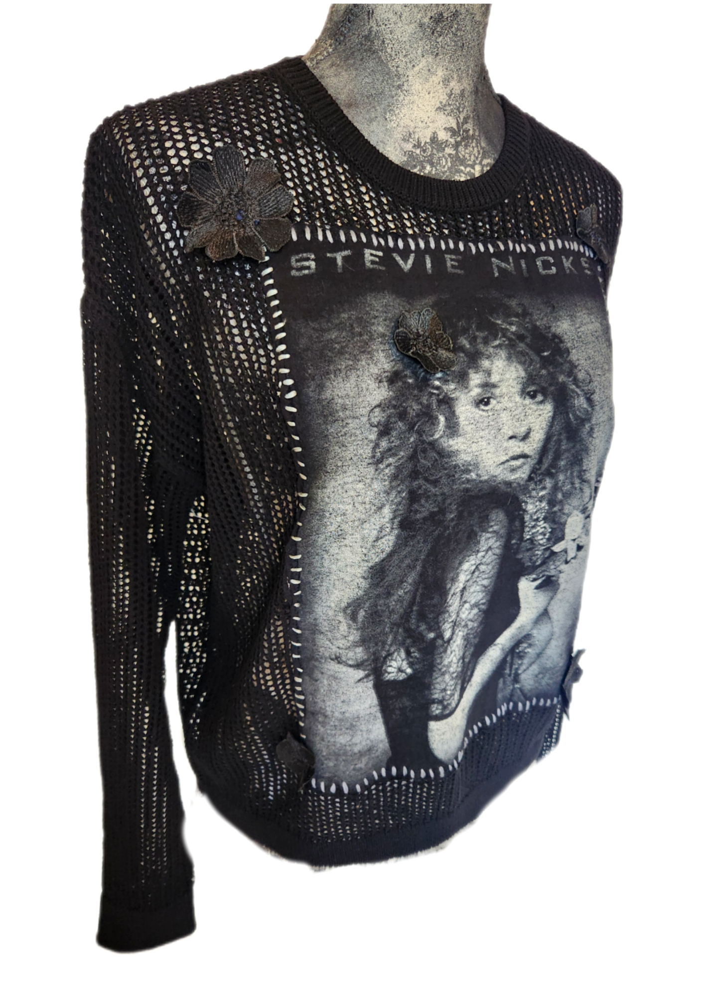 Womens reworked Stevie Nicks sweater- size Medium