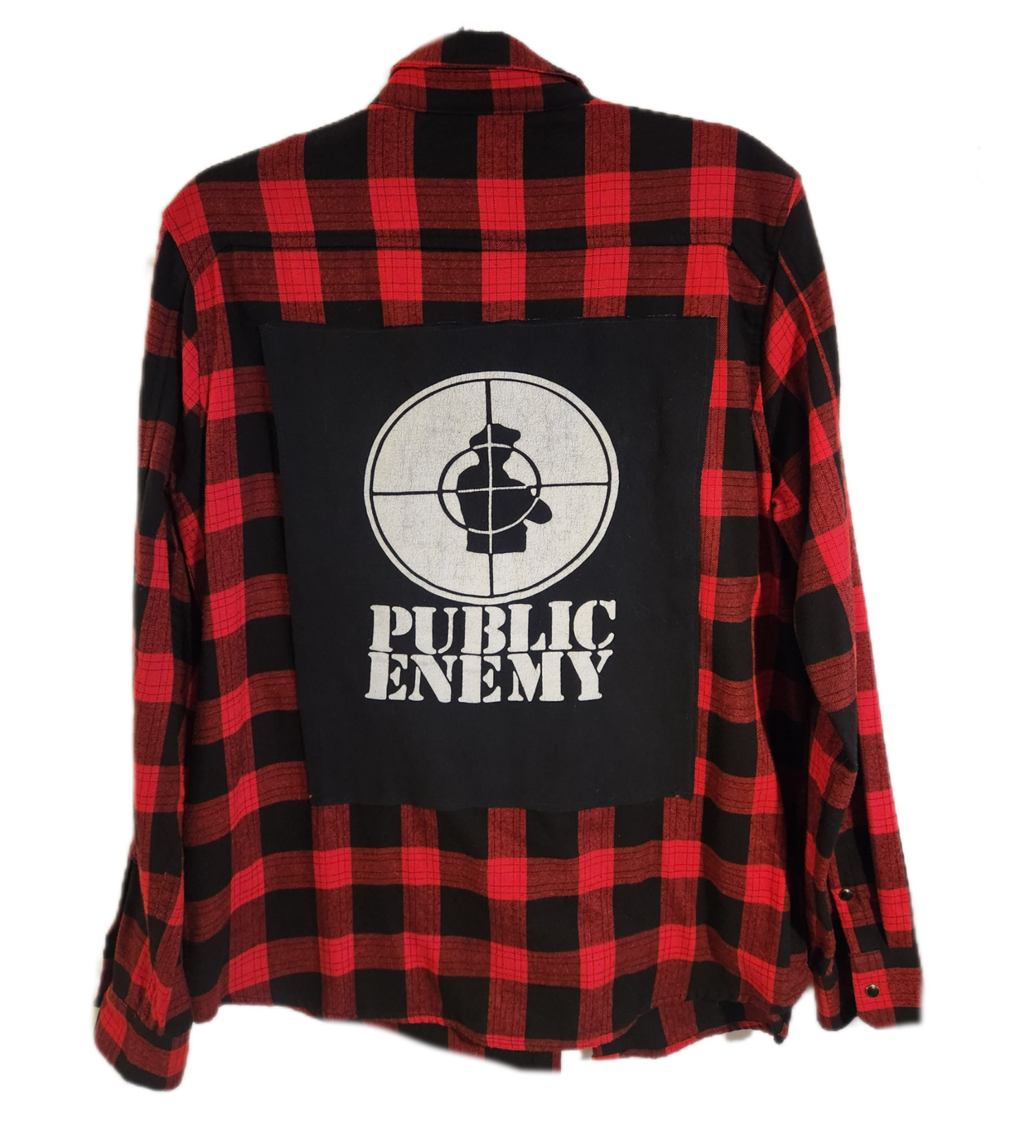 Gender neutrel Public Enemy flannel- mens Small / womens MED CLEARANCE!!