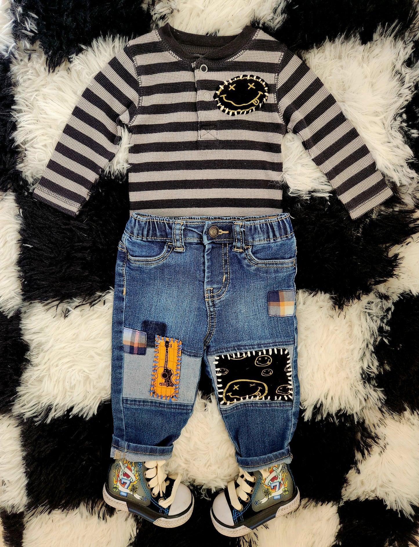 3 piece Baby Grunge rock set- size 6-9 mos
