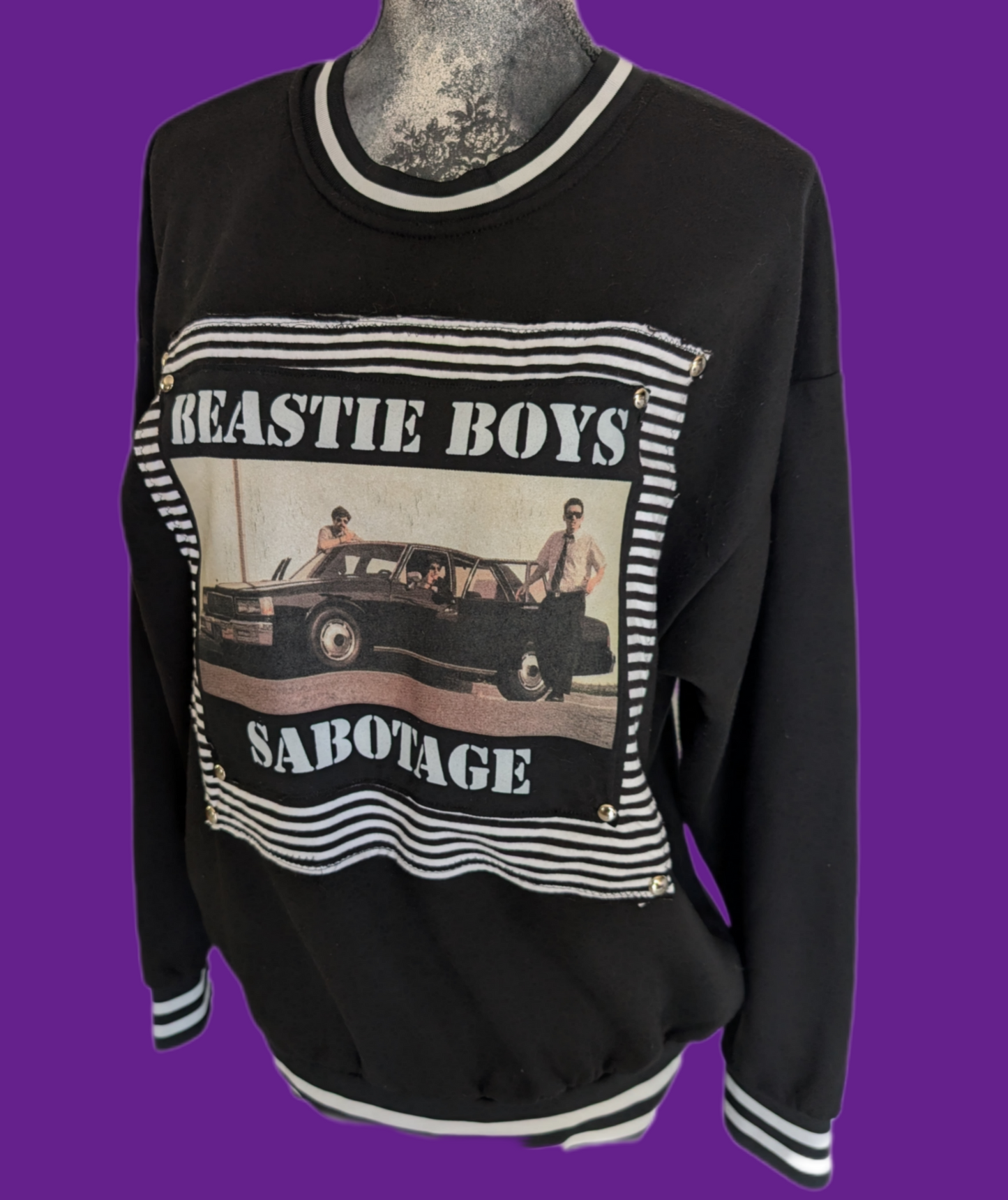 Reworked/ Upcycled Beastie Boys Sabotage sweatshirt - gender neutral Men's M/ womens L/XL