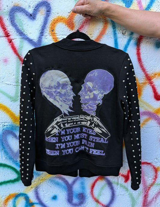 Womens studded sweater/jacket with Metallica - Medium