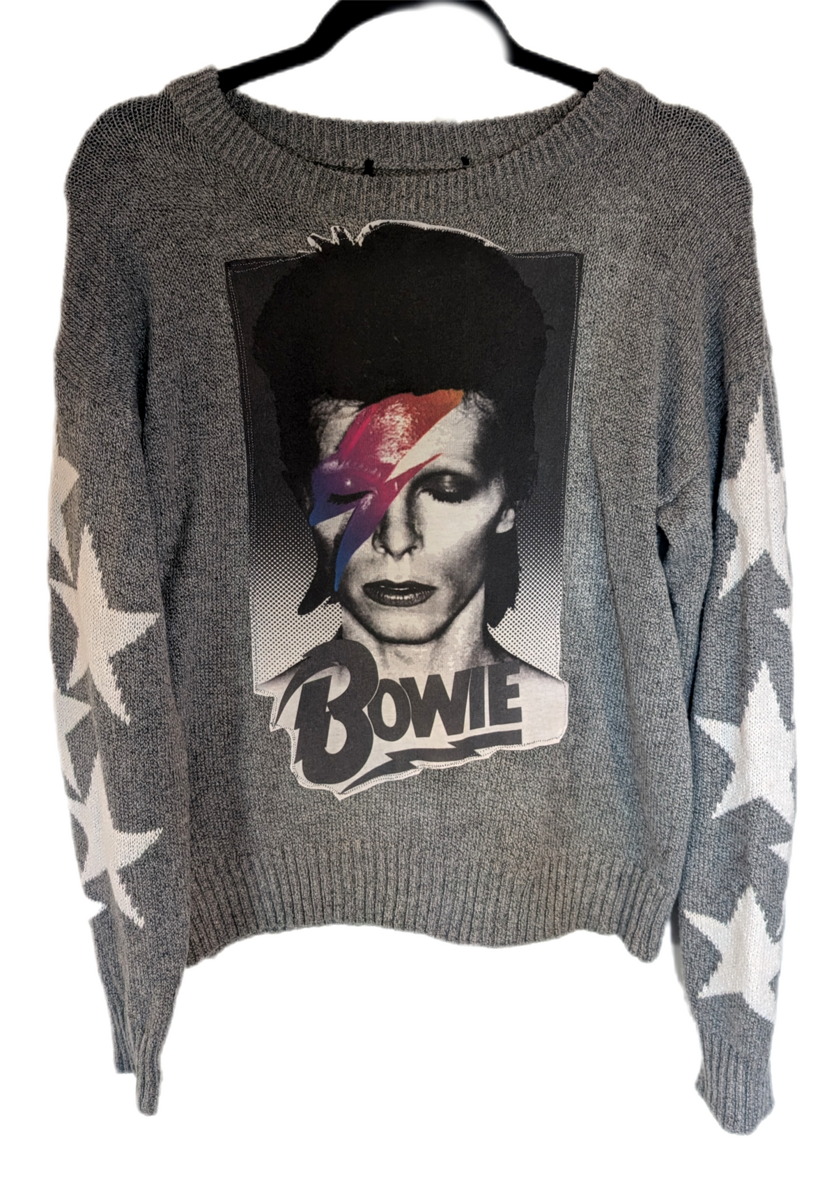 Womens BOWIE grey star sweater - size Med