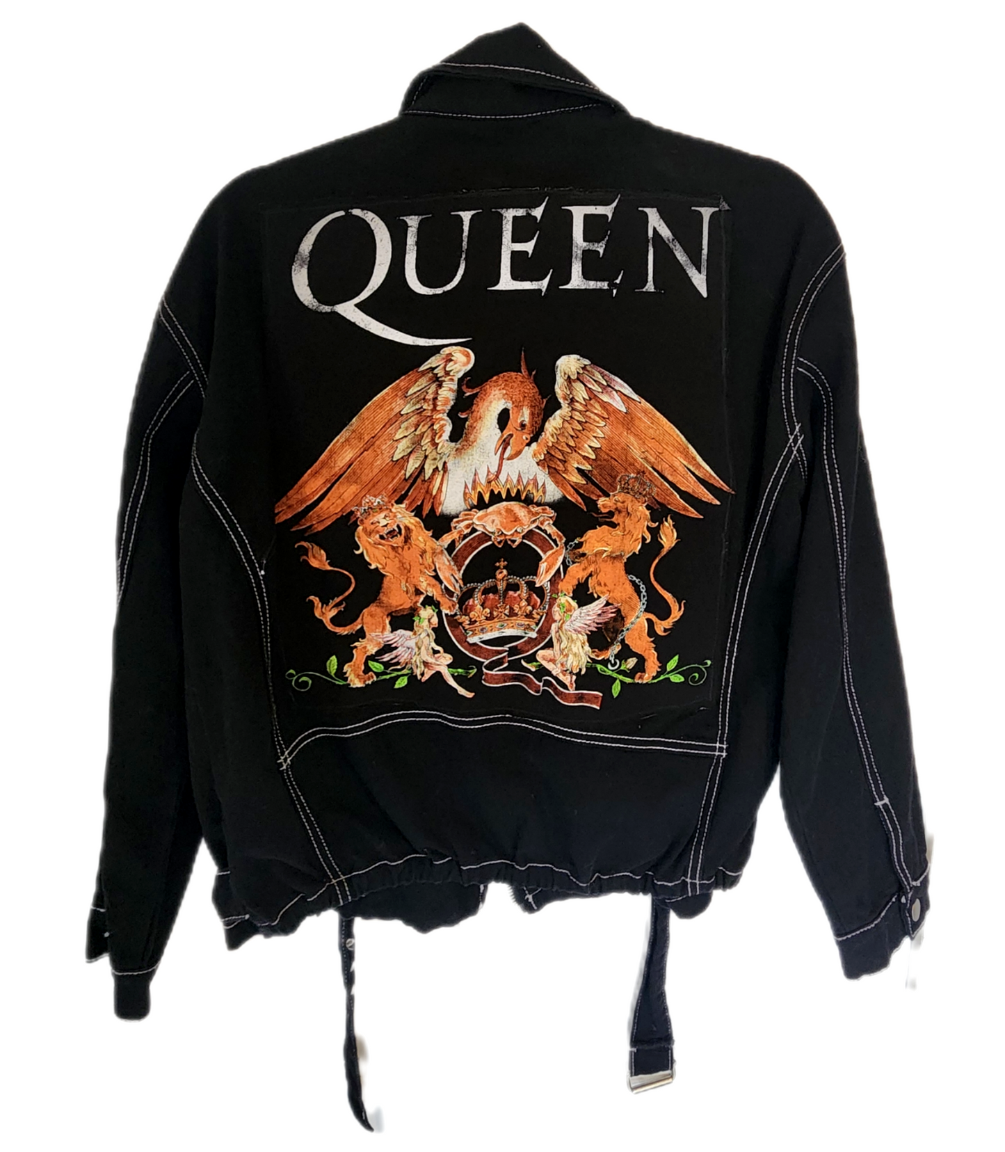CLEARANCE! Womens black moto style QUEEN jacket- size Small