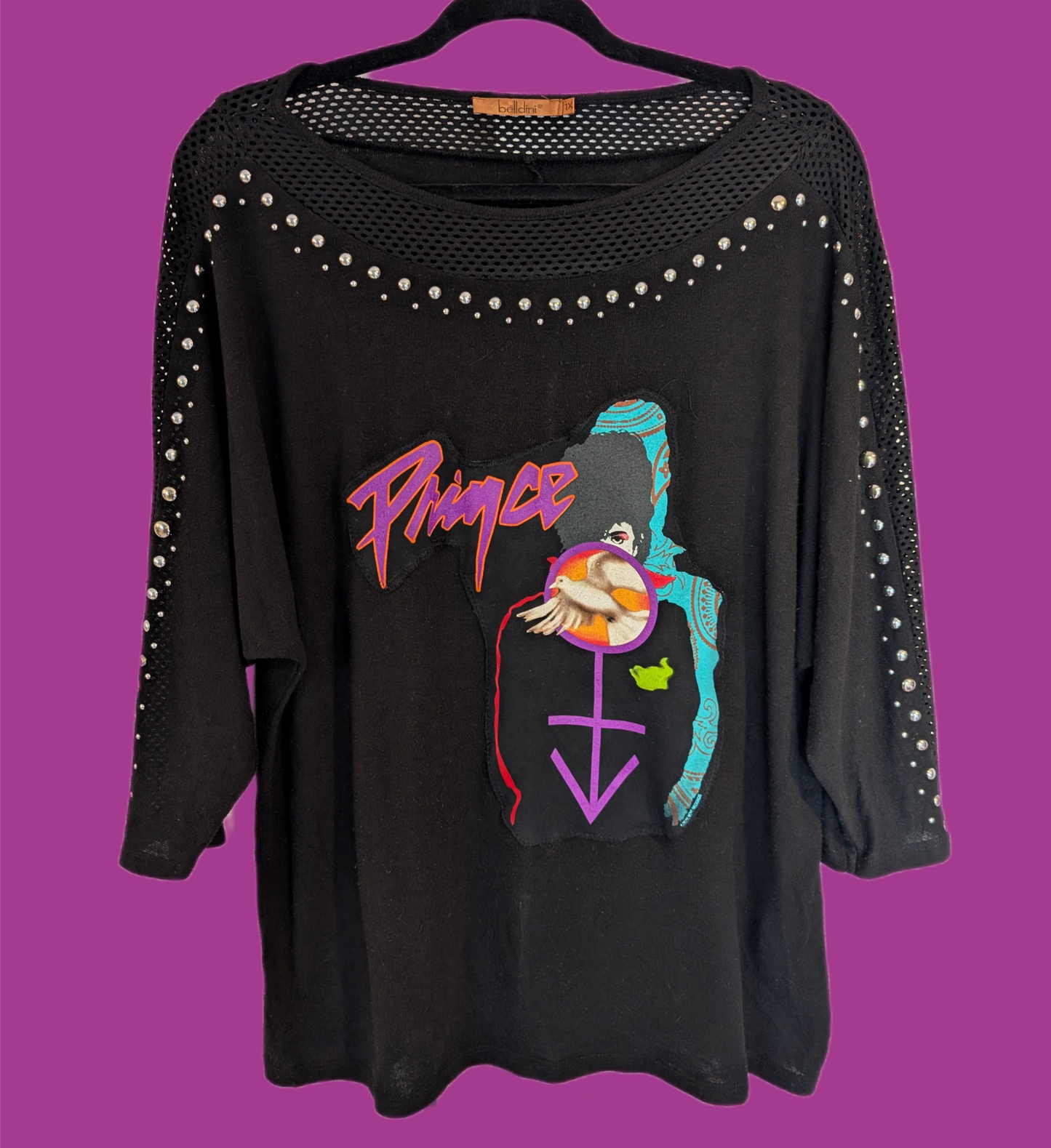 Reworked PRINCE studded sweater- womens XL