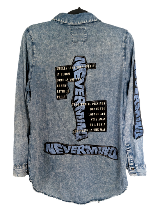 Womens denim NIRVANA Nevermind button up shirt - size Large