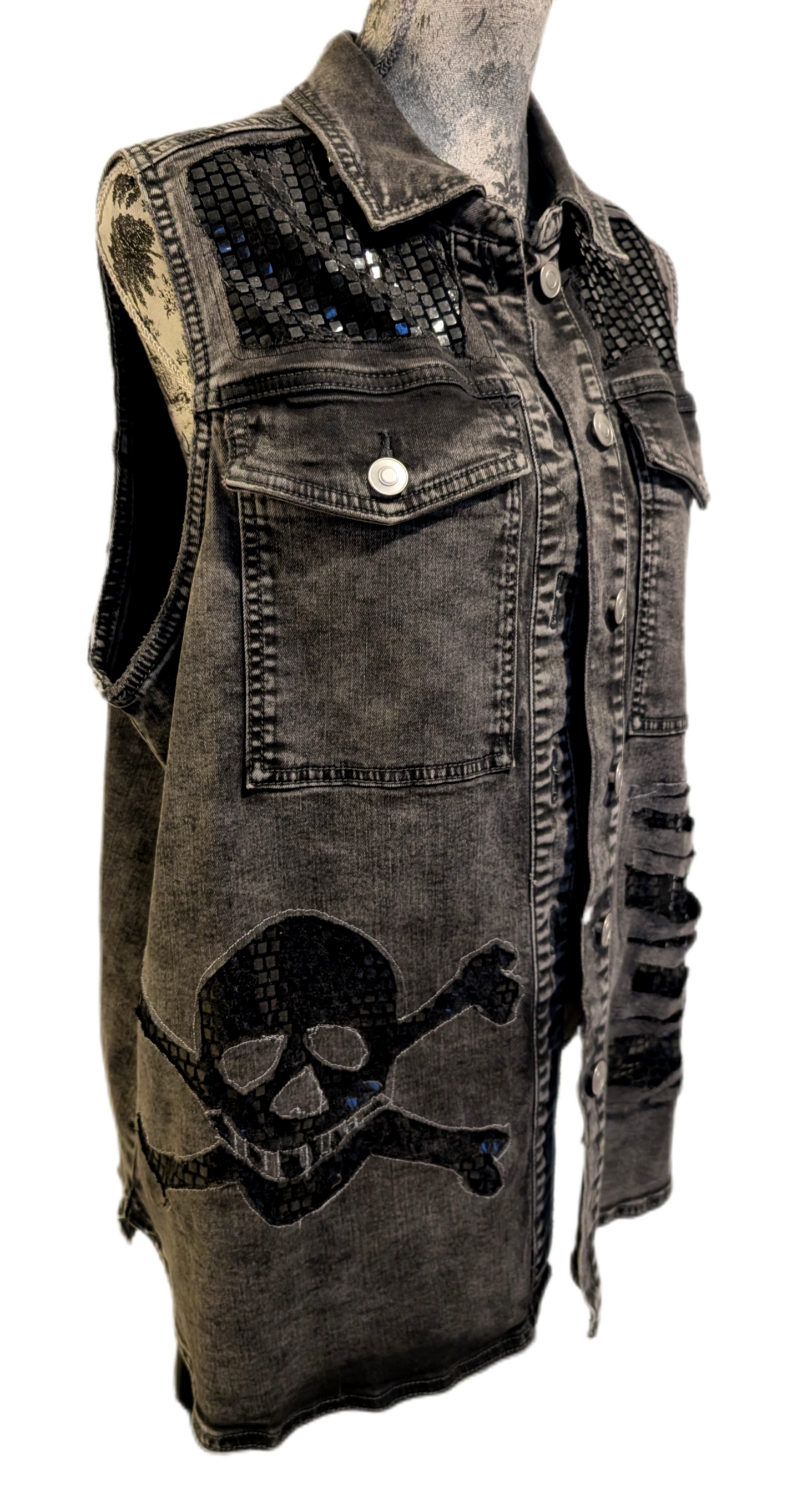 Womens METALLICA long denim vest- size XL