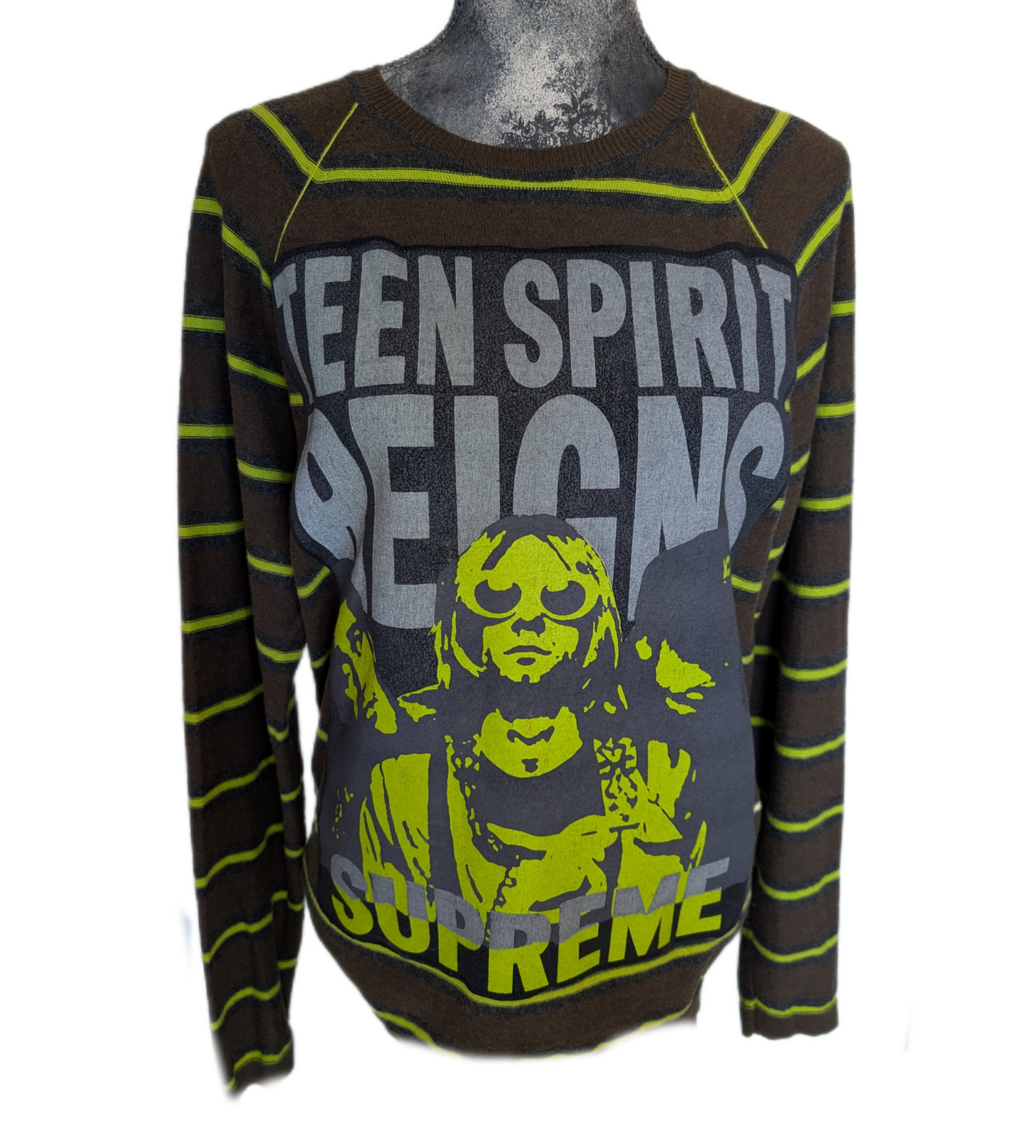 Gender neutrel reworked Nirvana sweater- mens Med/ womens L