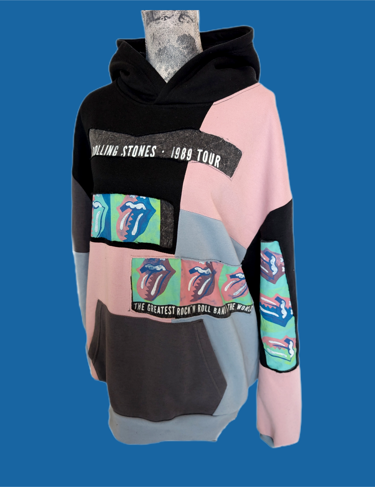 Gender Neutral Rolling Stones 89' reworked Hoodie- mens XL womens XXL