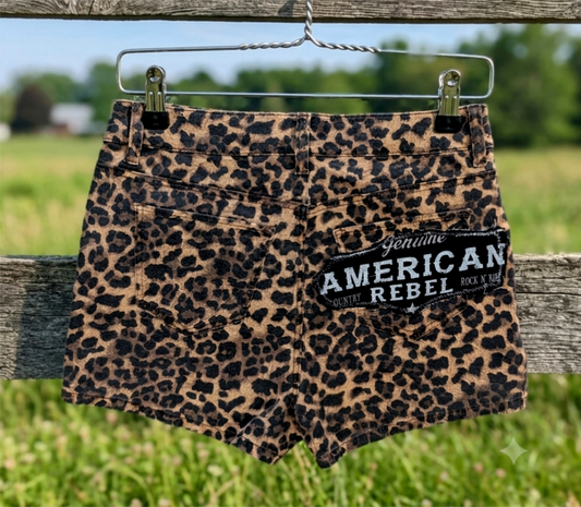 Womens leopard print Johnny Cash shorts