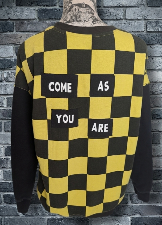 Womens reworked NIRVANA checkered sweater - Large
