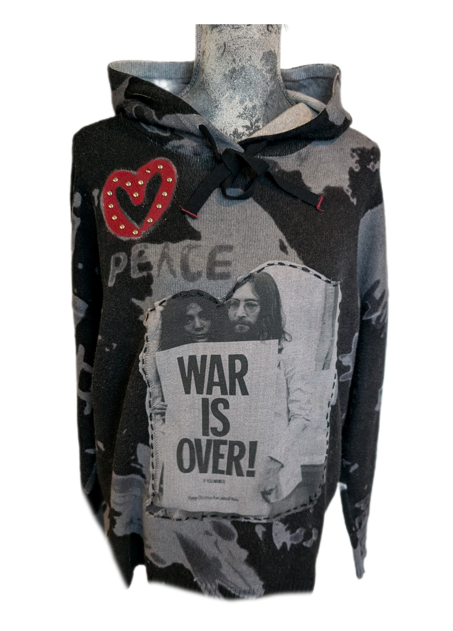 Womens War Is Over Lennon graffiti hooded sweater - Large