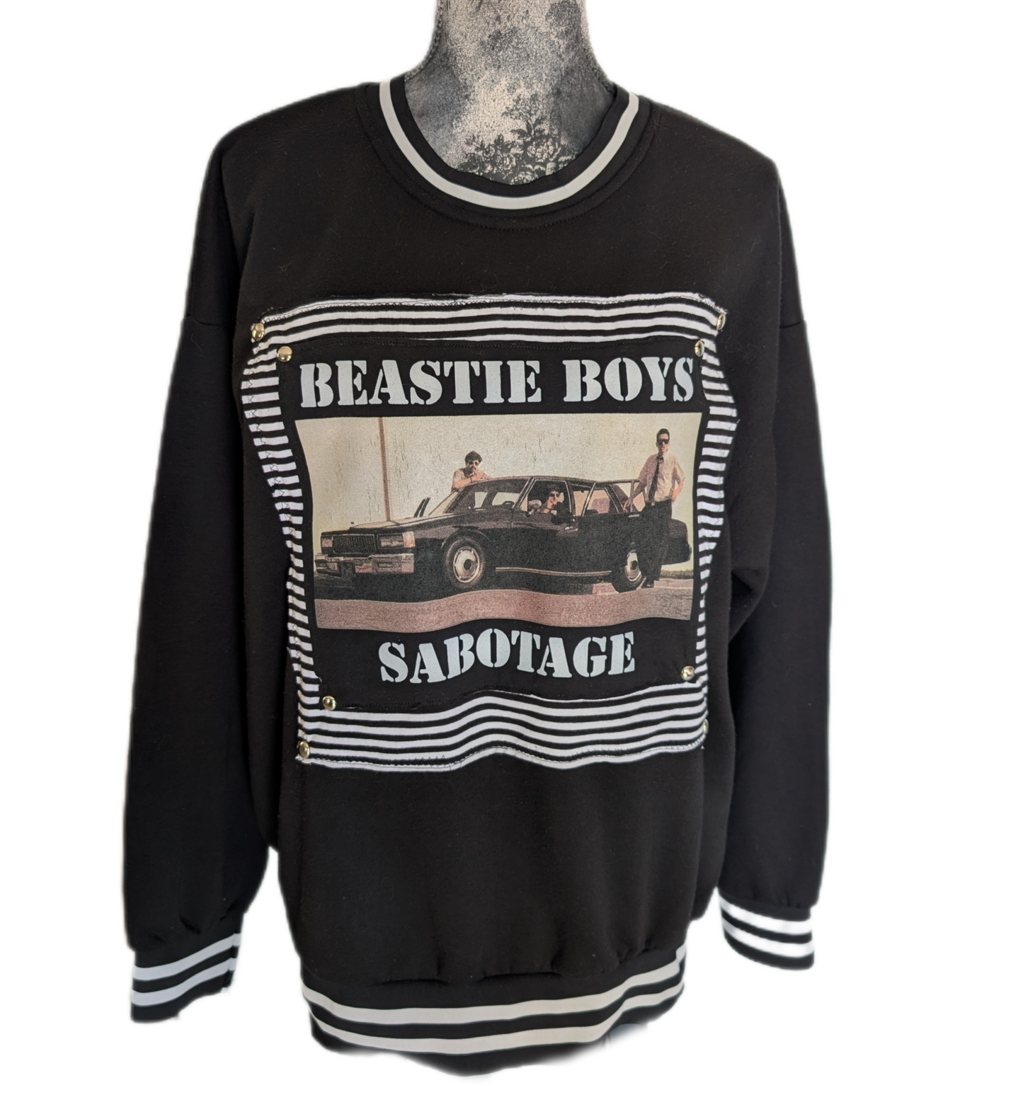 Reworked/ Upcycled Beastie Boys Sabotage sweatshirt - gender neutral Men's M/ womens L/XL