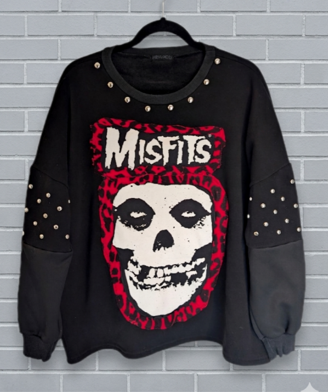 Womens reworked MISFITS studded sweatshirt - size XL