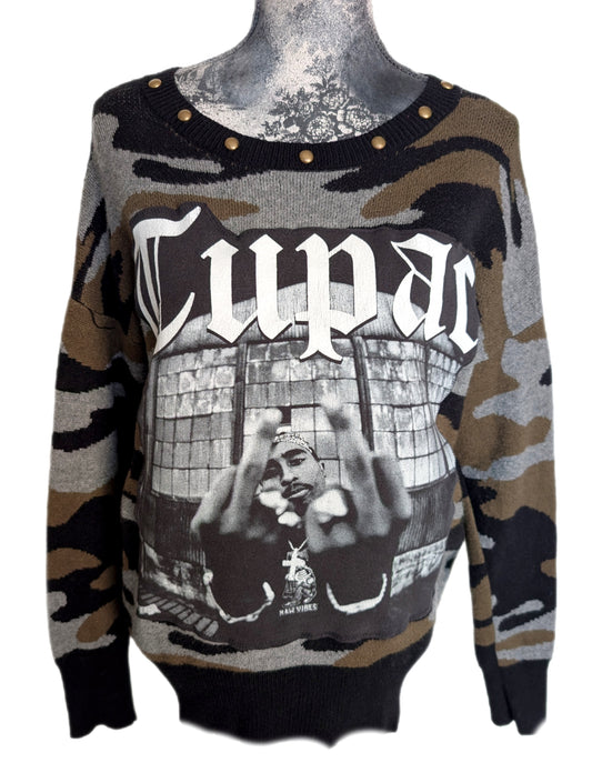 Womens TUPAC Camo Knit sweater- M/ L