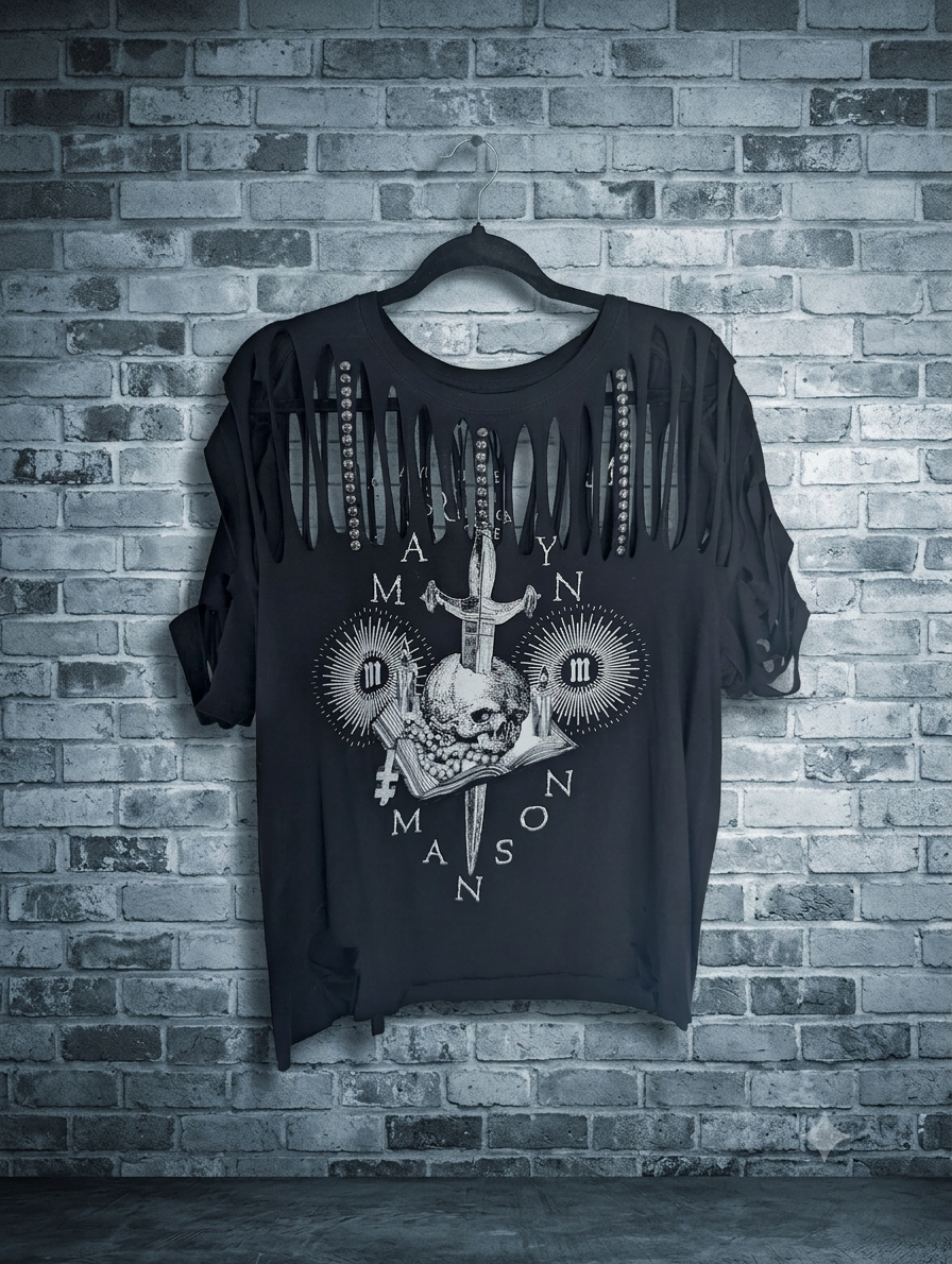 Womens distressed Marilyn Manson tee size XL