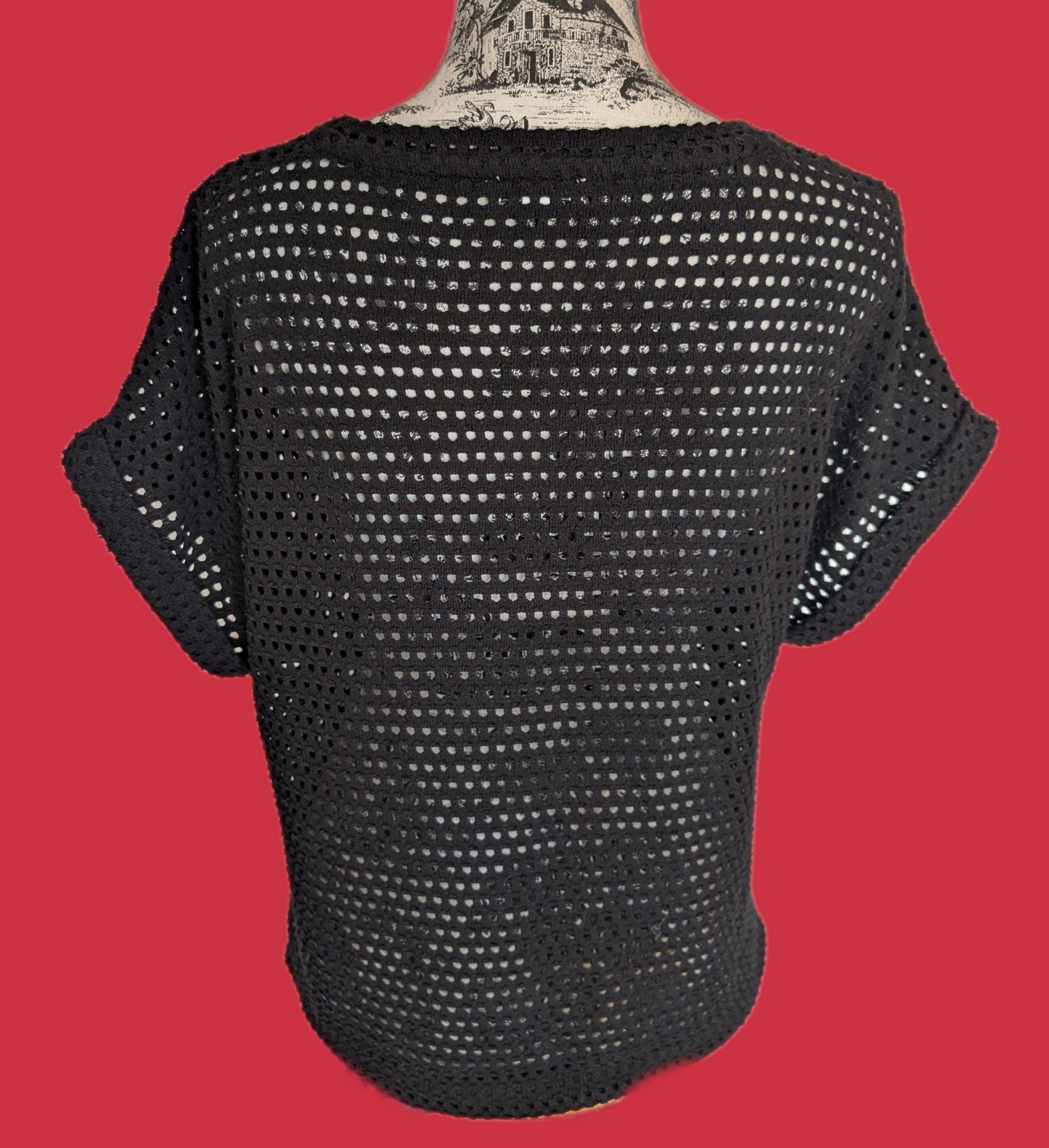 Womens black mesh style Black Sabbath sweater- size Large