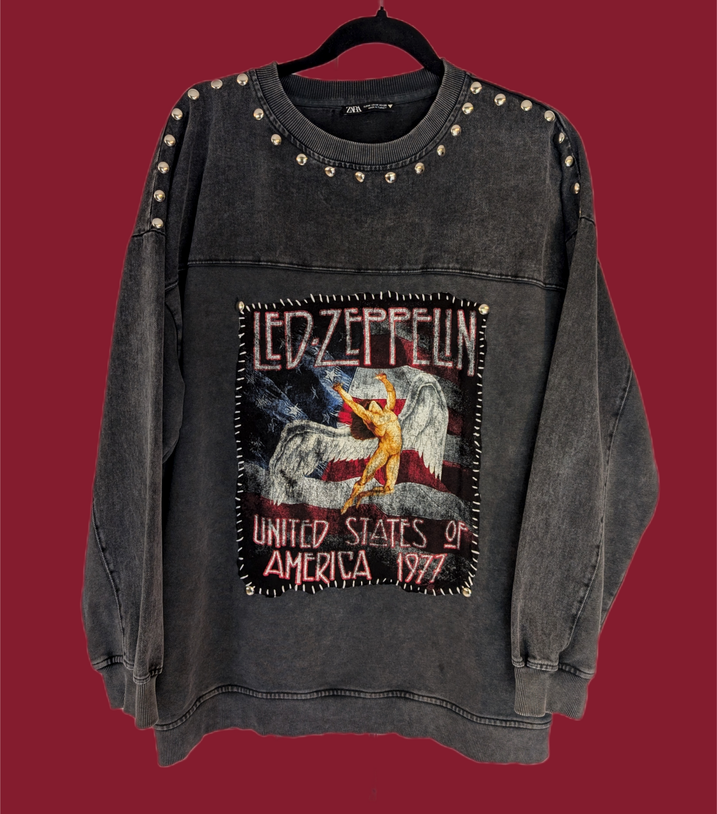 Reworked/ upcycled Led Zeppelin sweater- womens XL