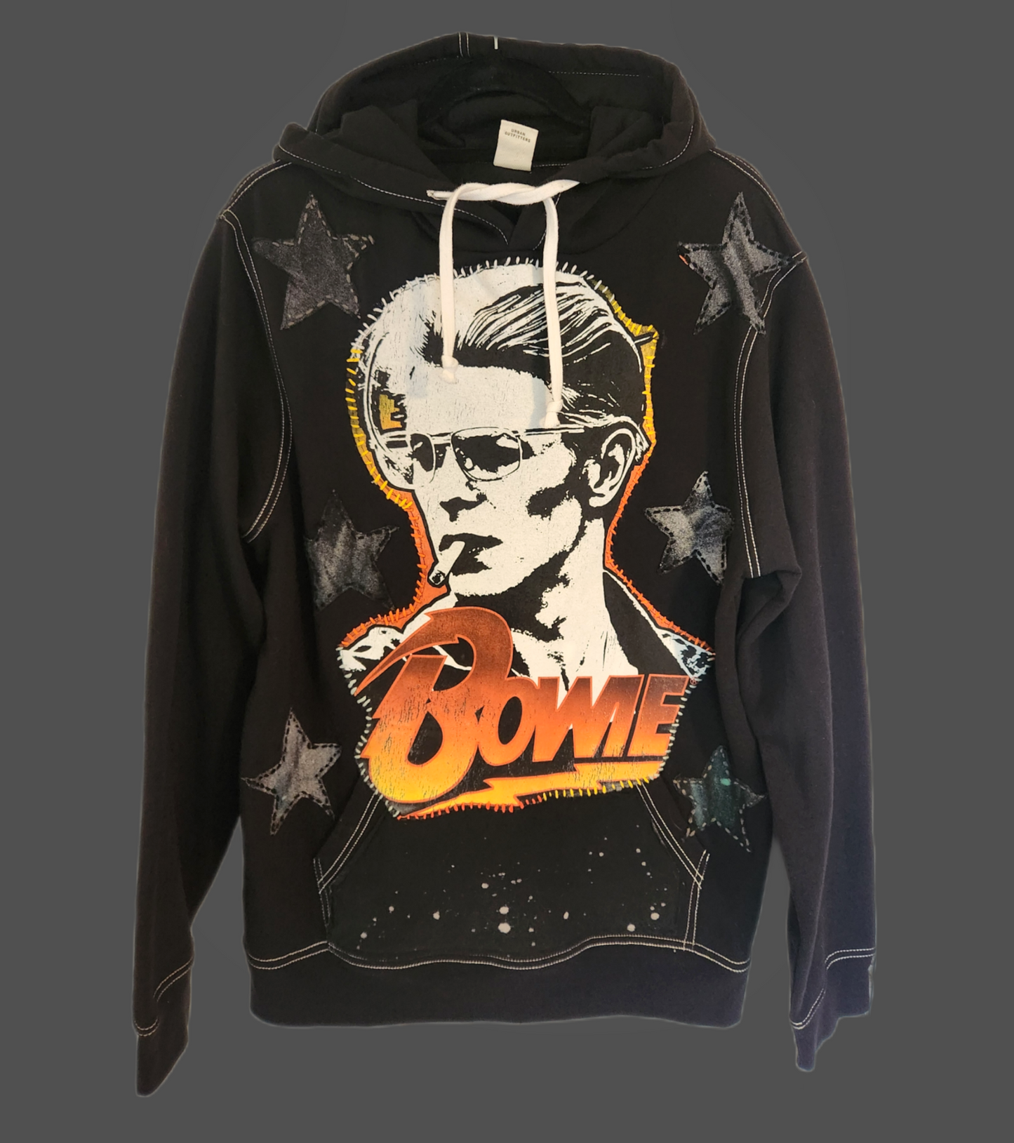 Reworked David Bowie Hoodie- gender neutrel Mens Med/ womens L