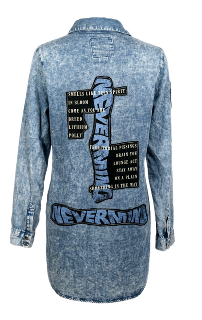 Womens denim NIRVANA Nevermind button up shirt - size Large