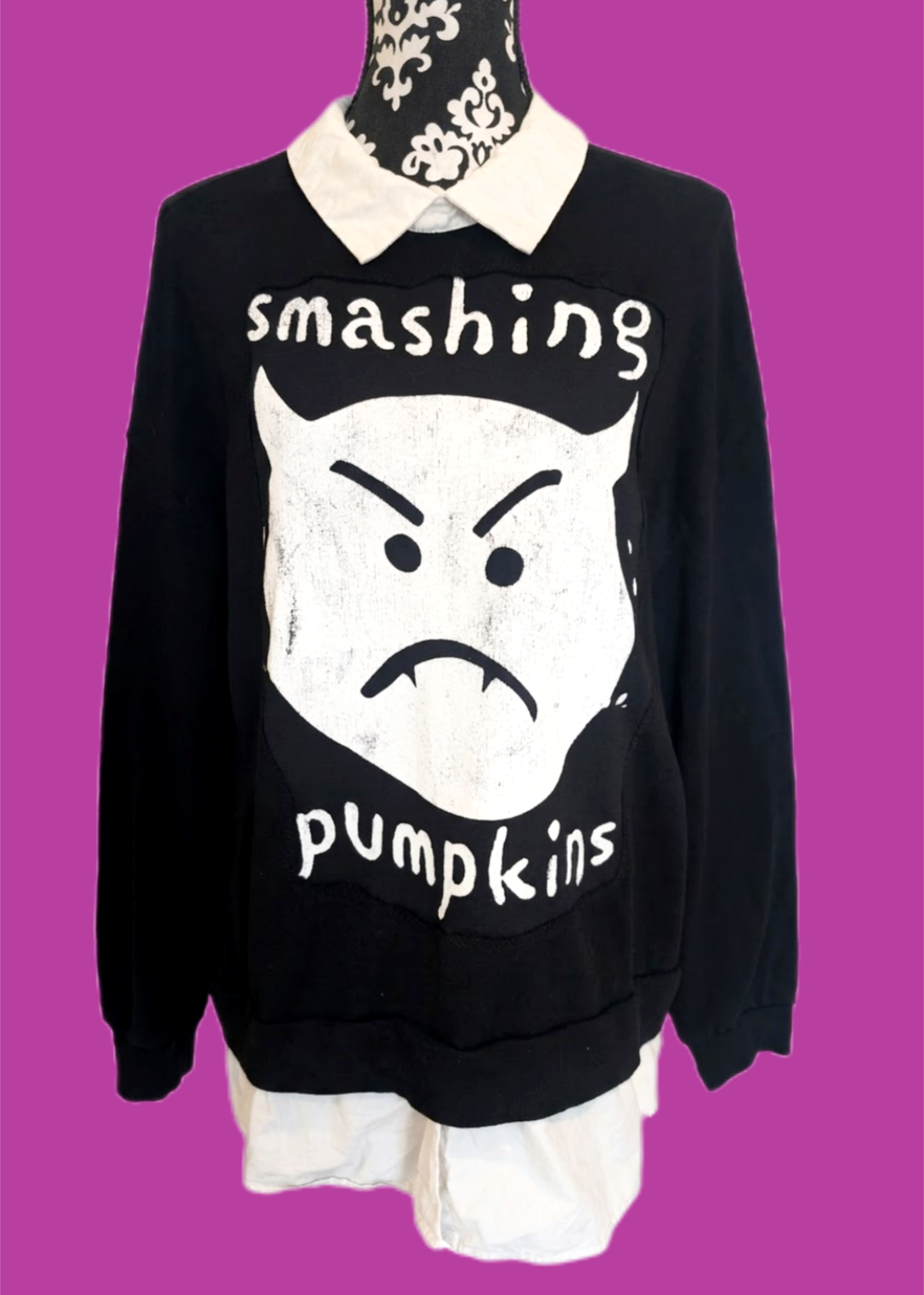 Womens Smashing Pumpkins Vampire collared/ layered sweatshirt - size Large