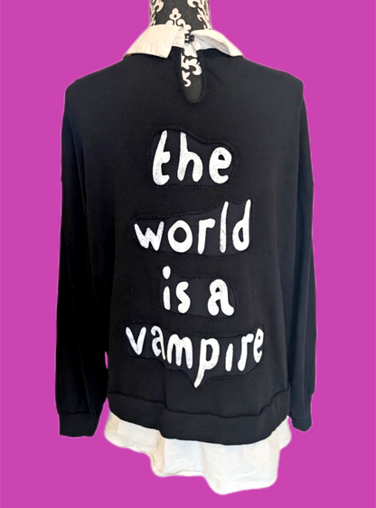 Womens Smashing Pumpkins Vampire collared/ layered sweatshirt - size Large